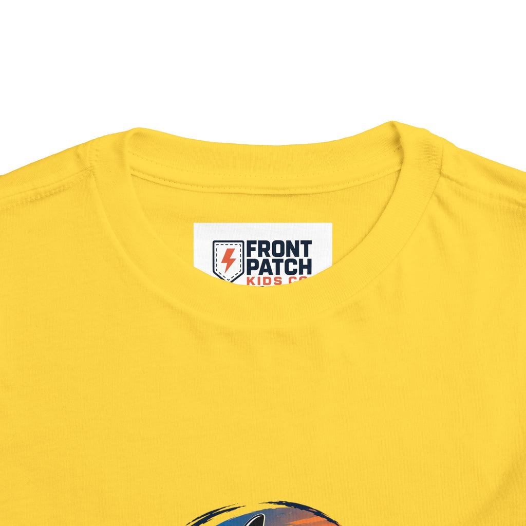 Toddler Tee — 'Front Patch' Surf Shark Graphic Sunset Kids Shirt