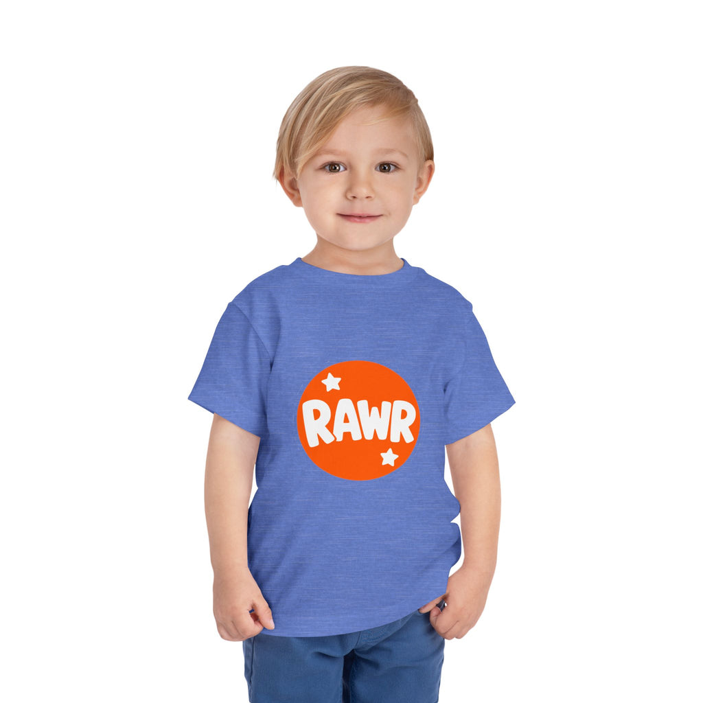 Toddler Tee — "RAWR" Orange Circle Graphic