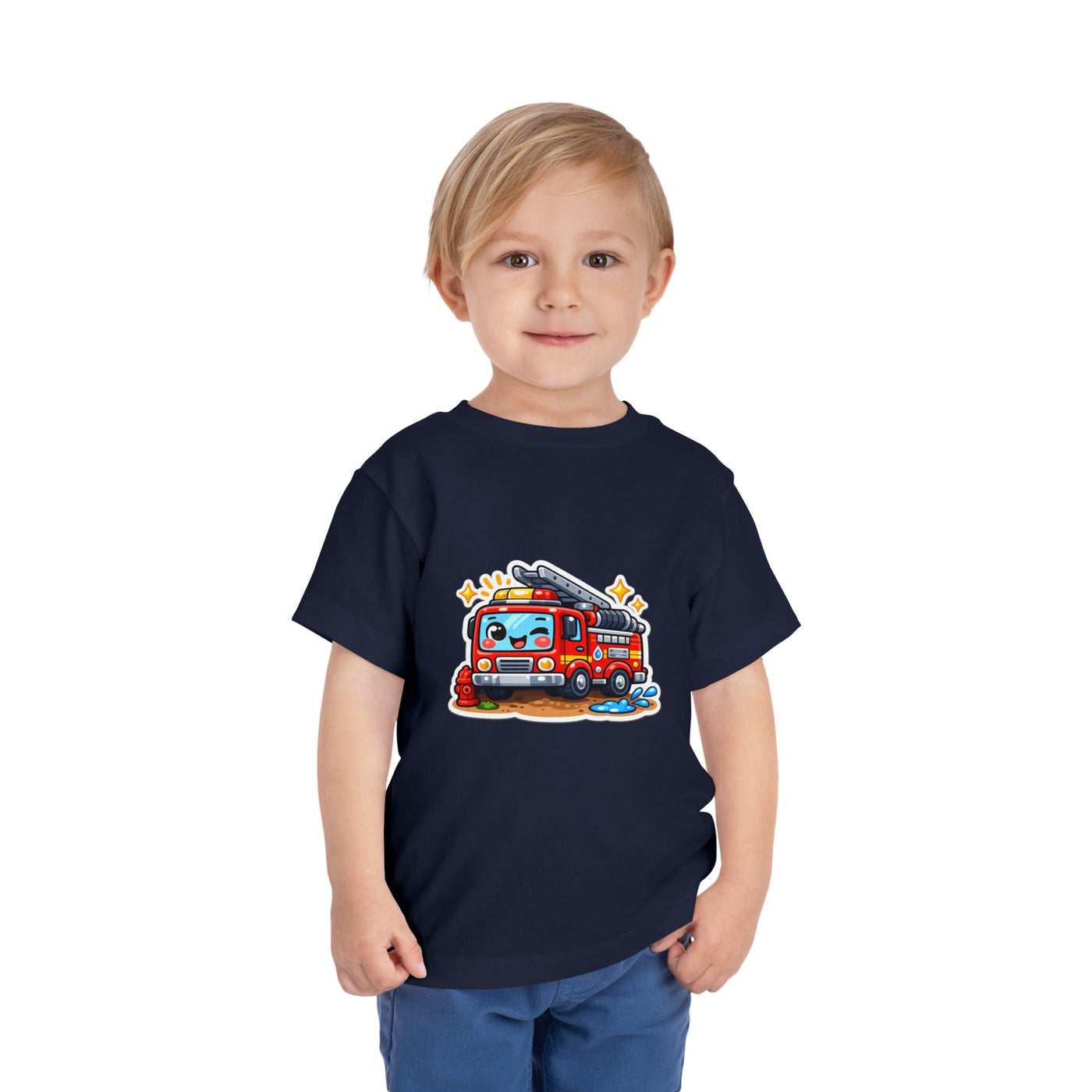Toddler Tee — Cute Cartoon Fire Truck Graphic Shirt for Kids