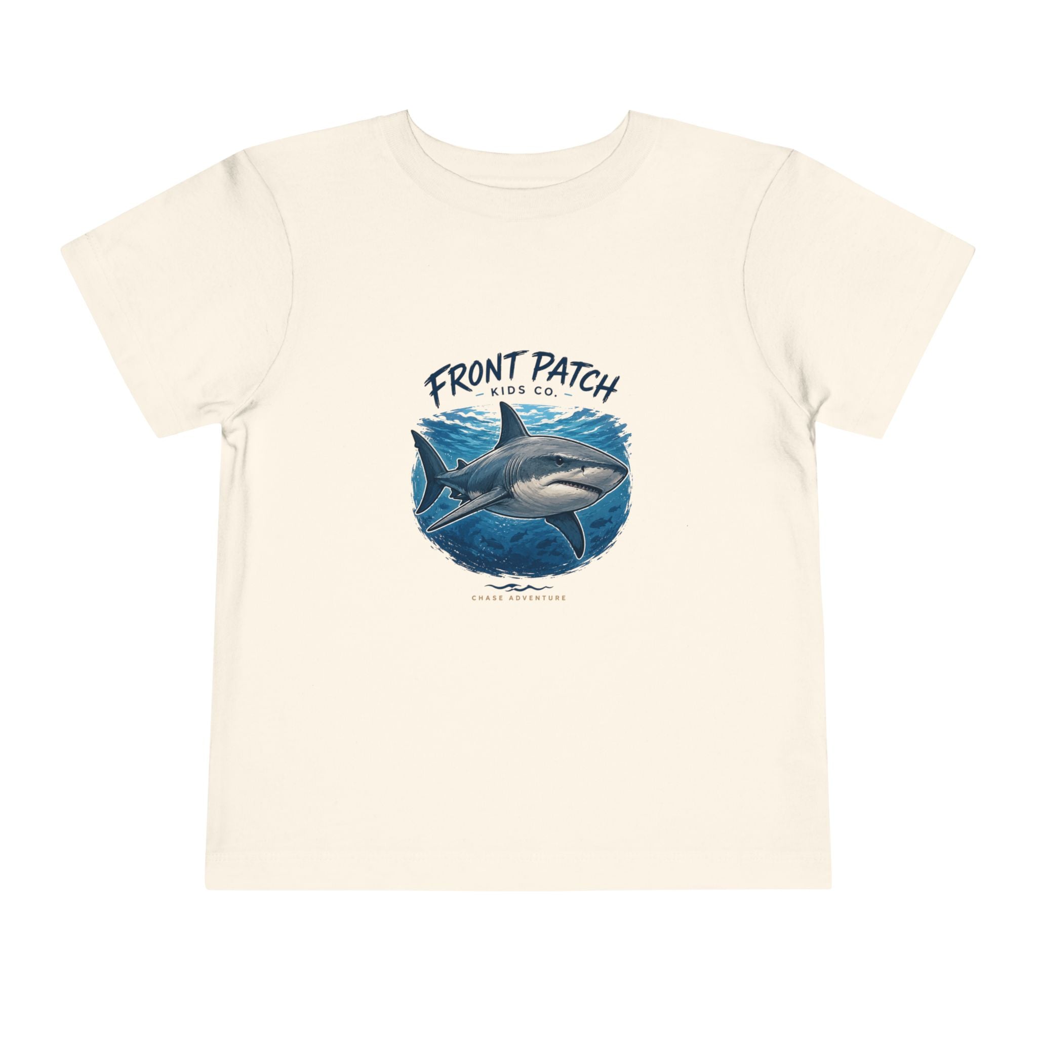 Toddler Shark Tee - "Front Patch" Ocean Shark Graphic Kids Shirt
