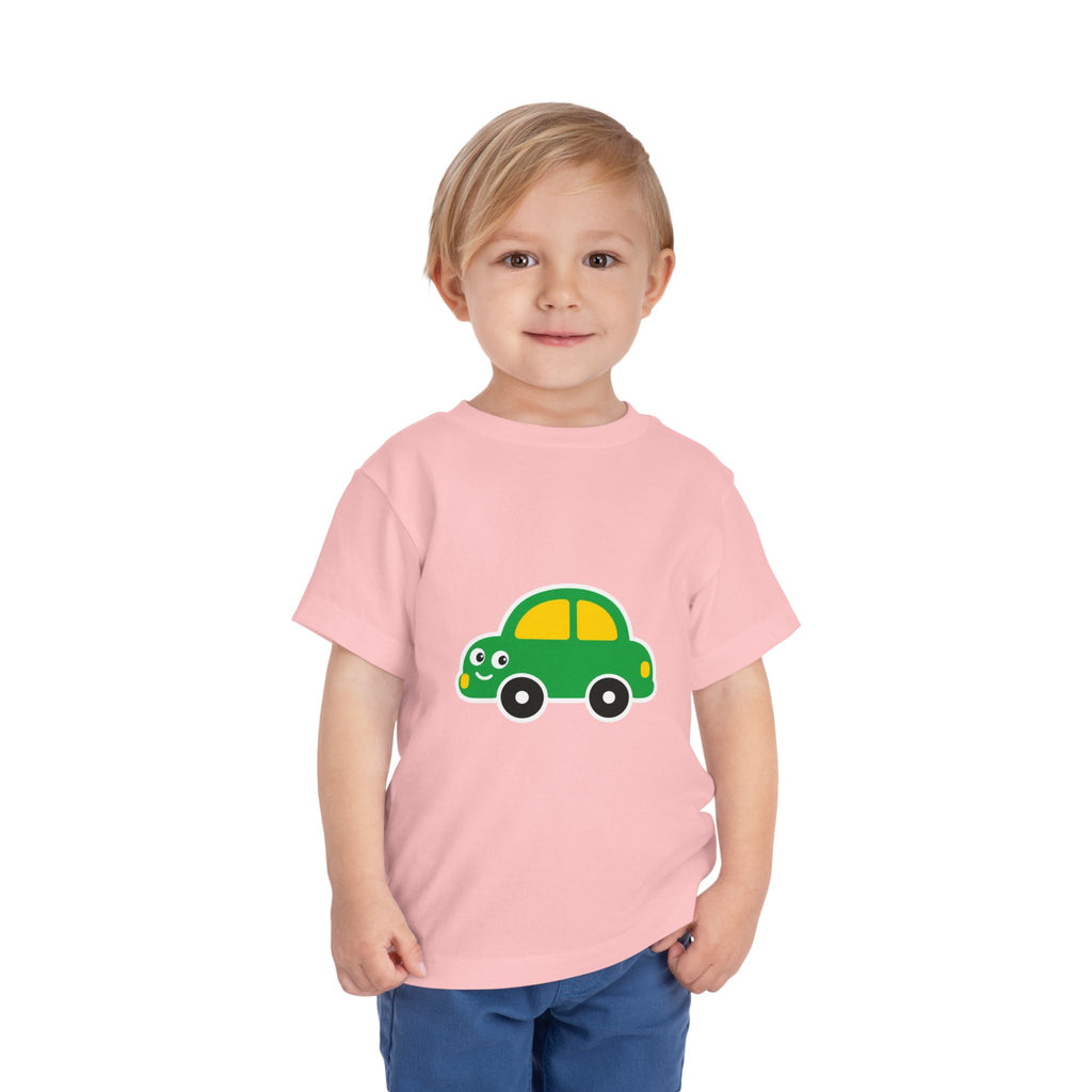 Toddler Tee — Cute Green Cartoon Car Graphic