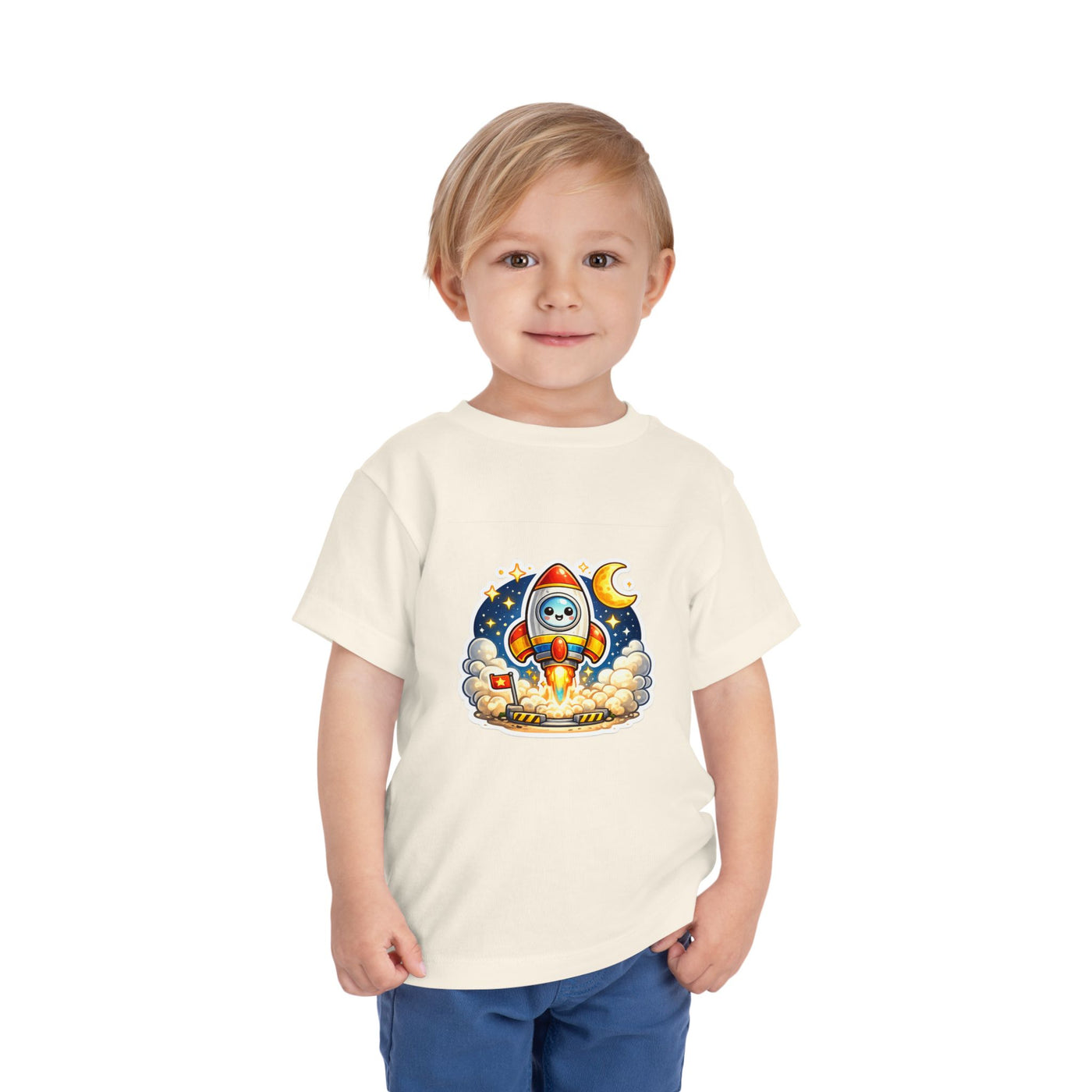 Toddler Tee — Cute Rocket Astronaut Launch Graphic