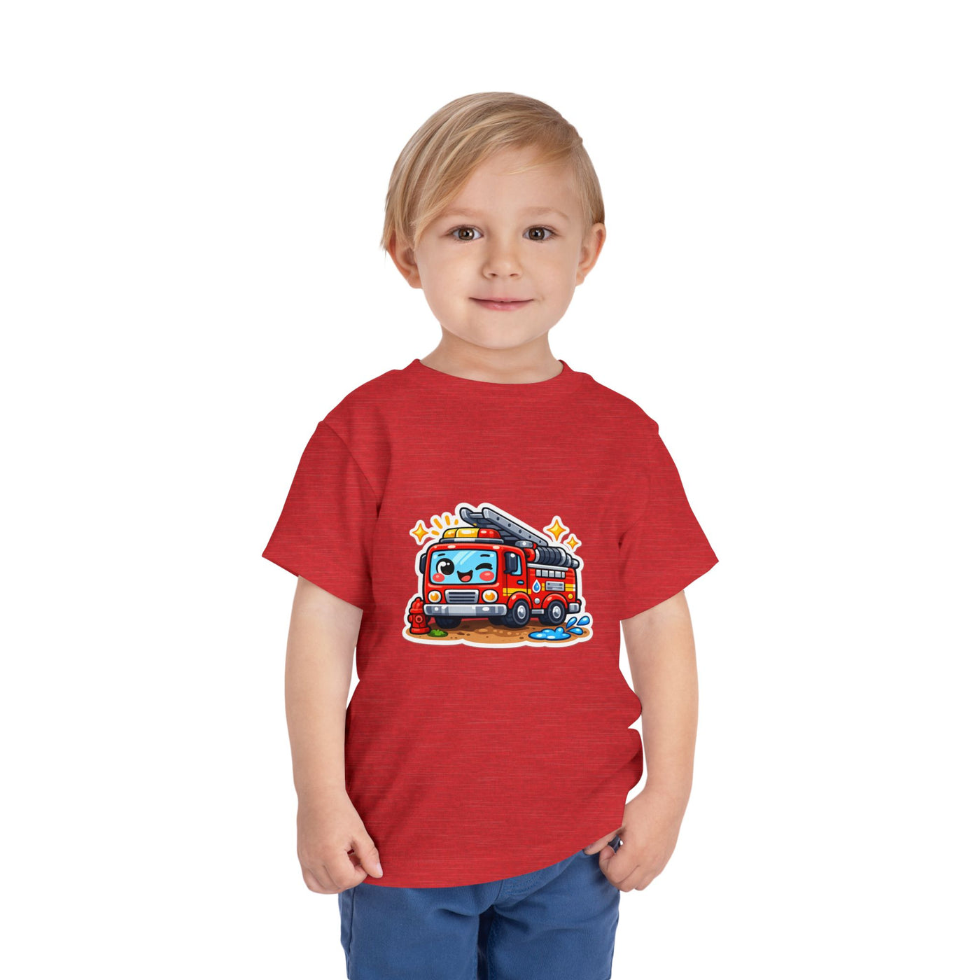 Toddler Tee — Cute Cartoon Fire Truck Graphic Shirt for Kids