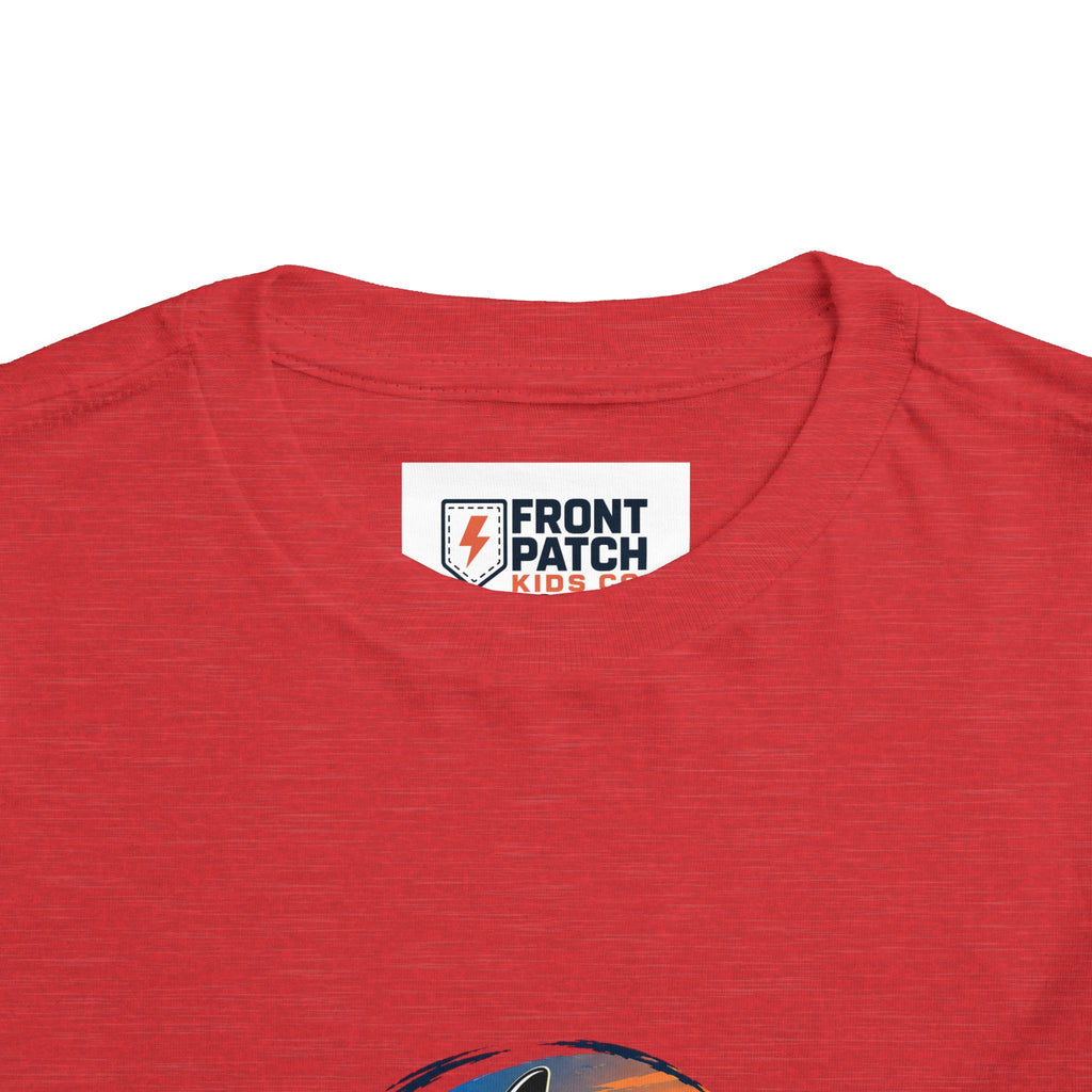 Toddler Tee — 'Front Patch' Surf Shark Graphic Sunset Kids Shirt