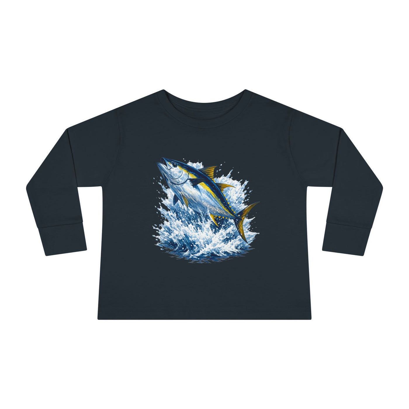 Toddler Long Sleeve Tee - Bluefin Tuna Splash Graphic