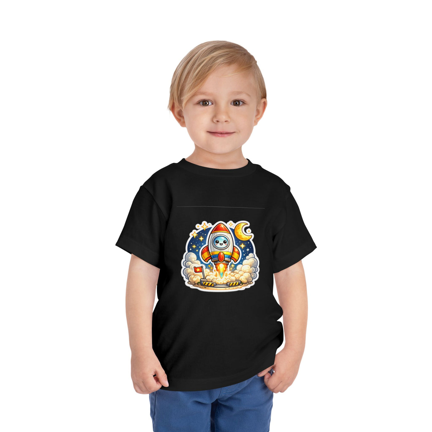 Toddler Tee — Cute Rocket Astronaut Launch Graphic