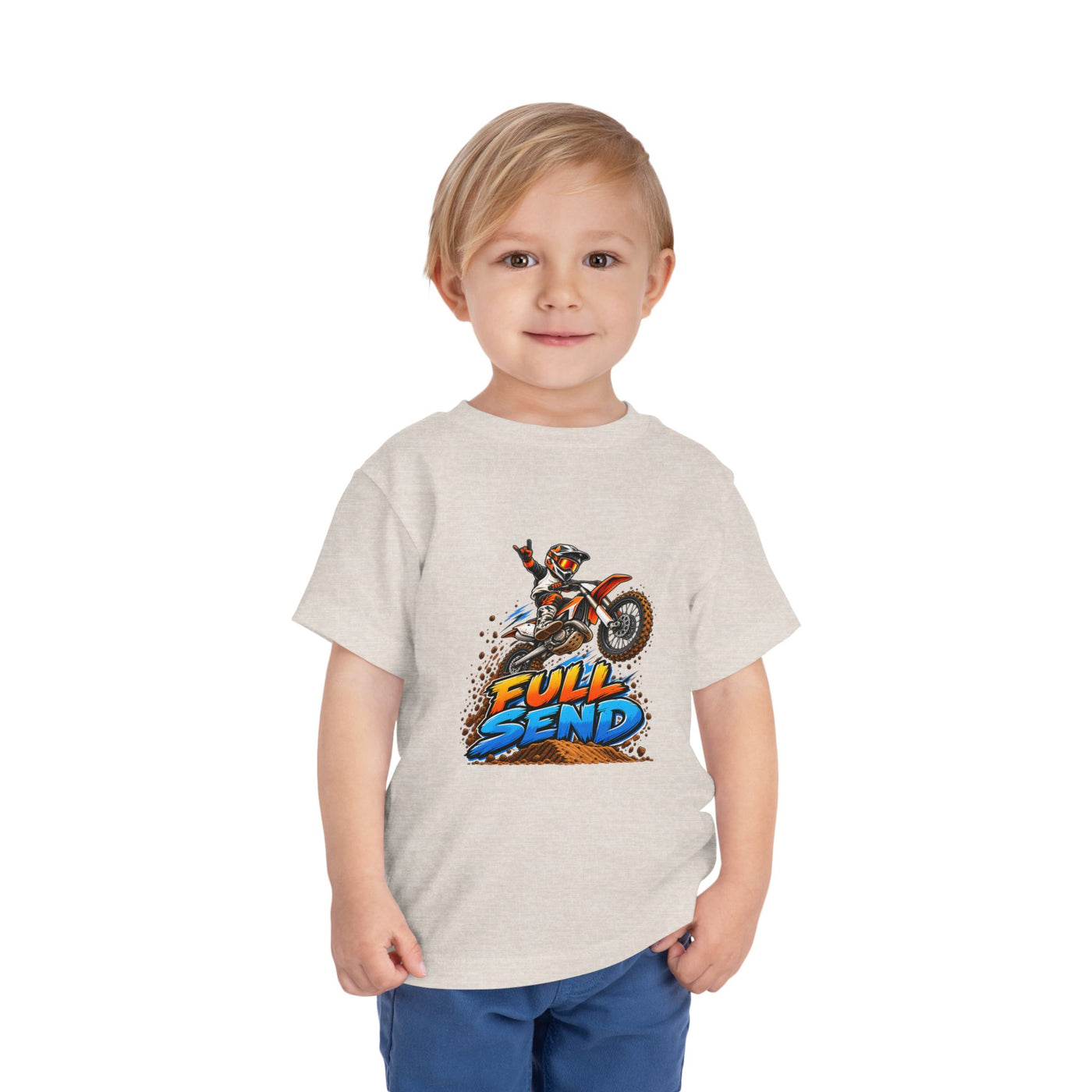 Toddler Tee — "Full Send" Dirt Bike Graphic