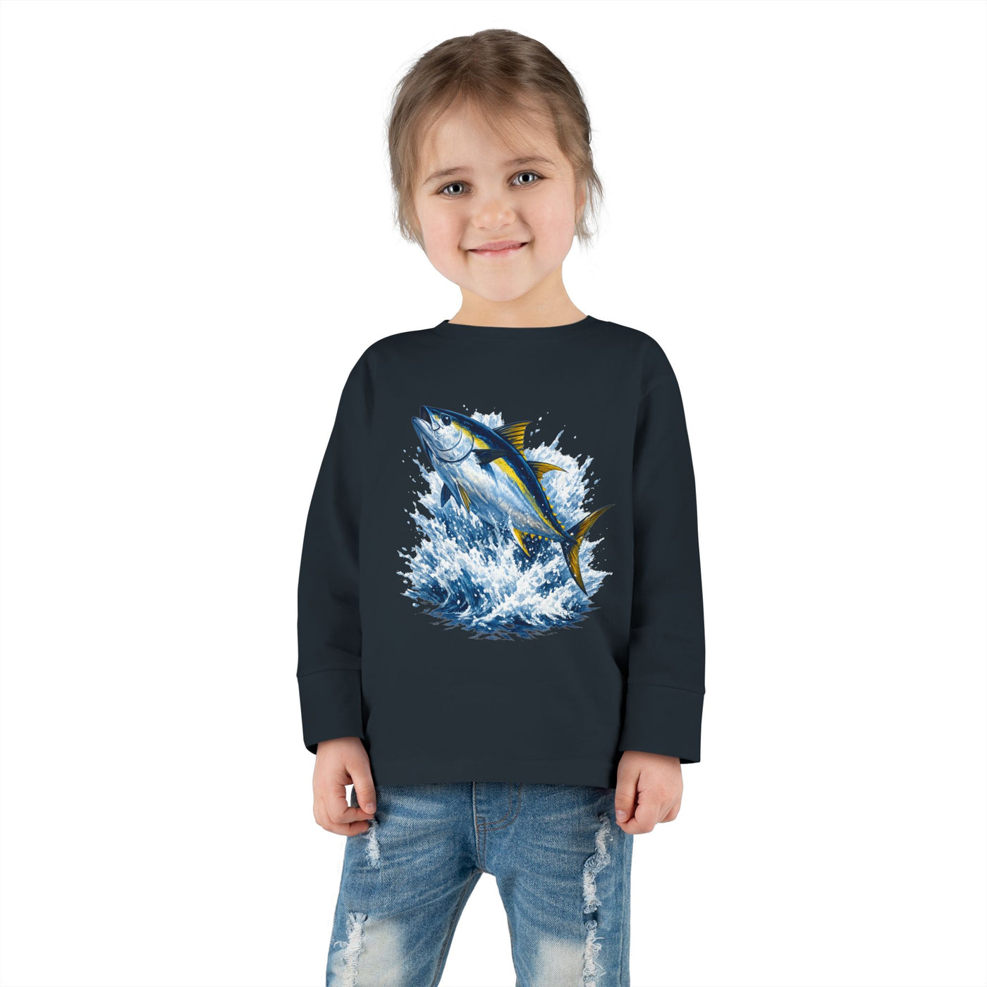 Toddler Long Sleeve Tee - Bluefin Tuna Splash Graphic