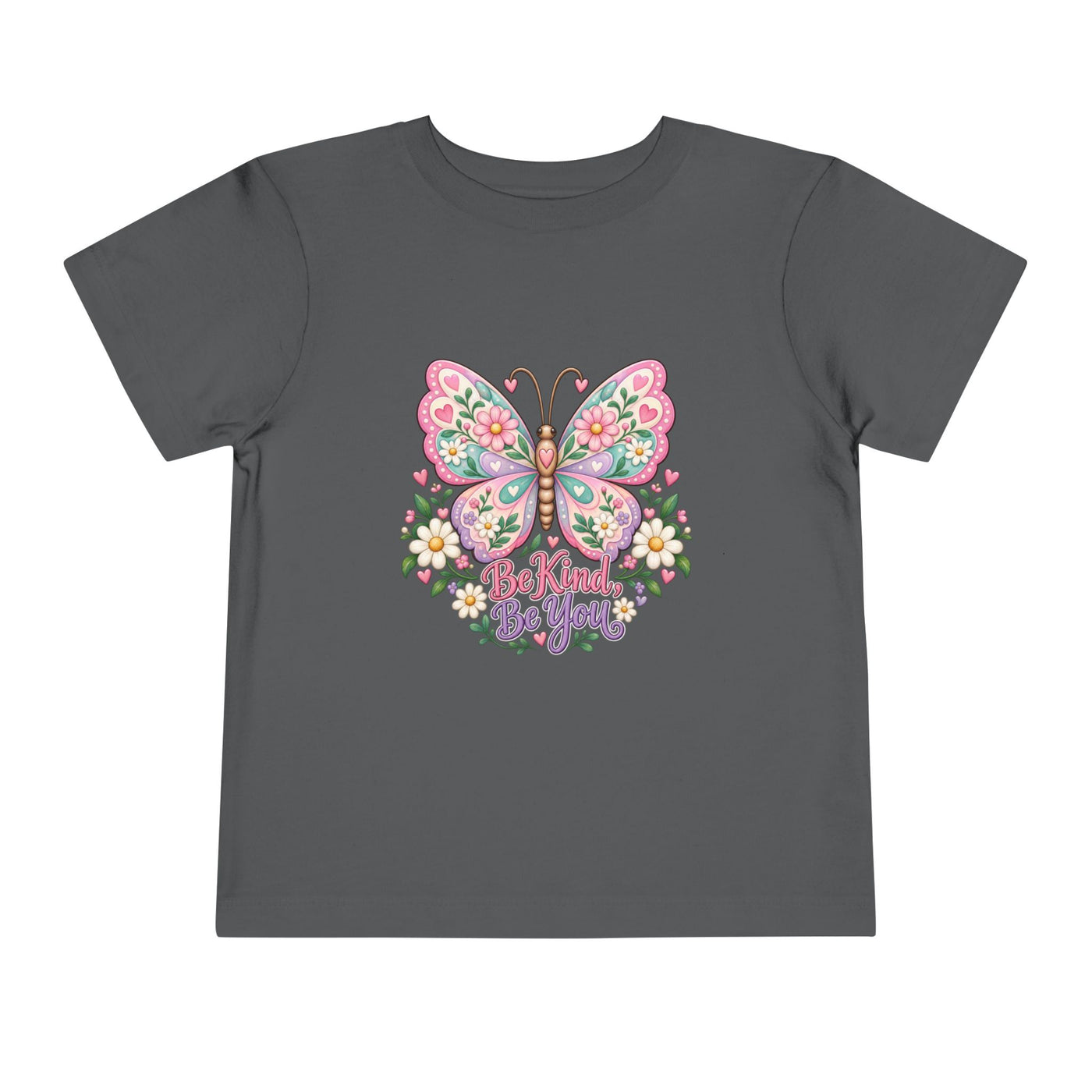 Toddler Tee — Pink Butterfly “Be Kind Be You” Floral Graphic