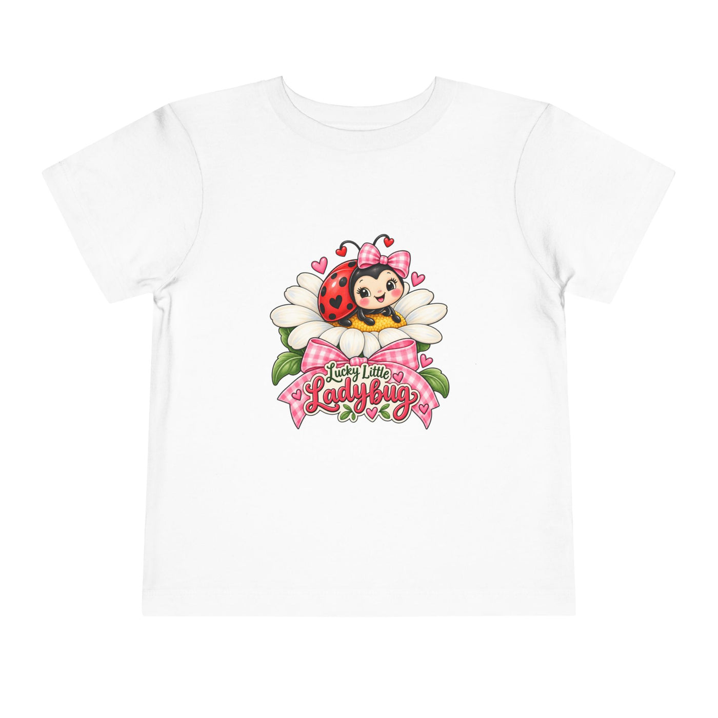 Cute Ladybug Toddler Tee — "Lucky Little Ladybug" Floral Graphic