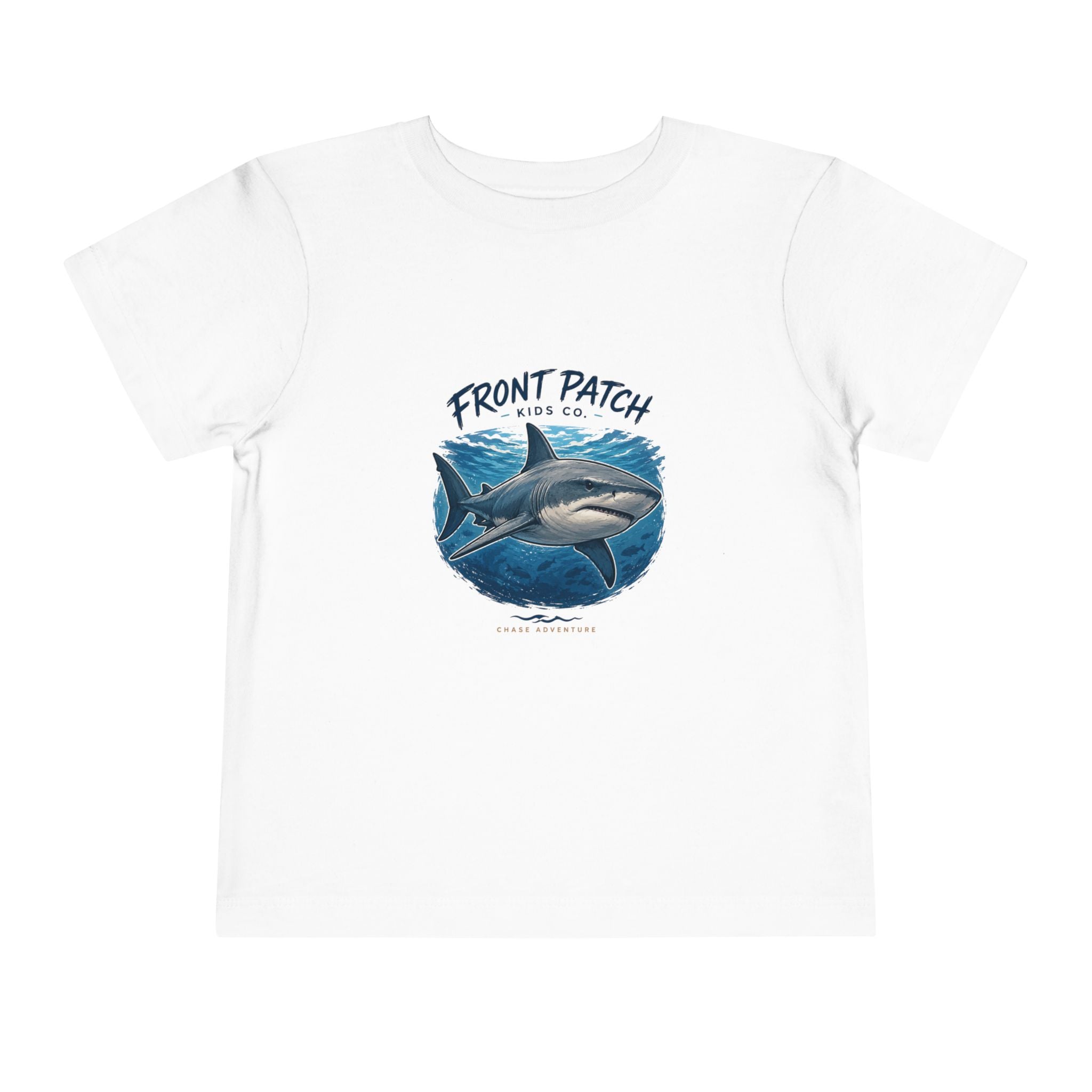 Toddler Shark Tee - "Front Patch" Ocean Shark Graphic Kids Shirt