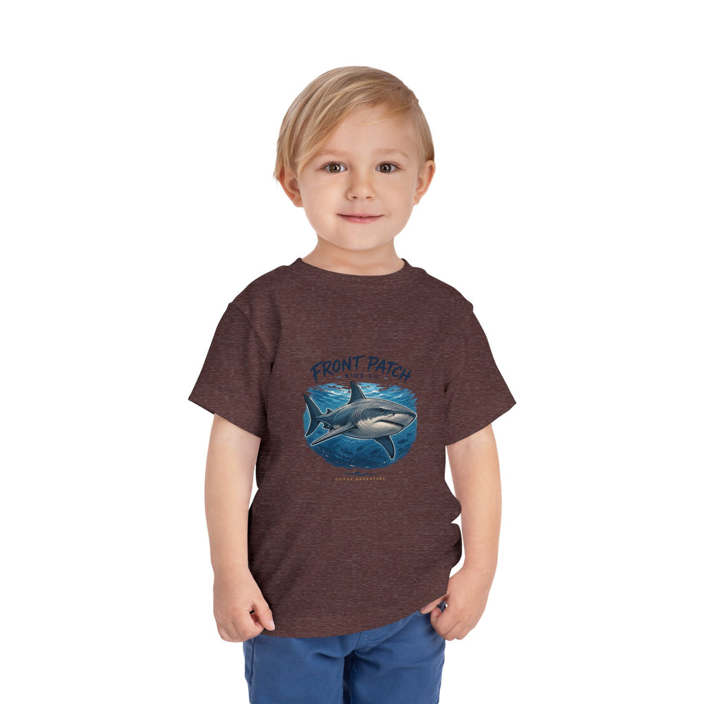 Toddler Shark Tee - "Front Patch" Ocean Shark Graphic Kids Shirt