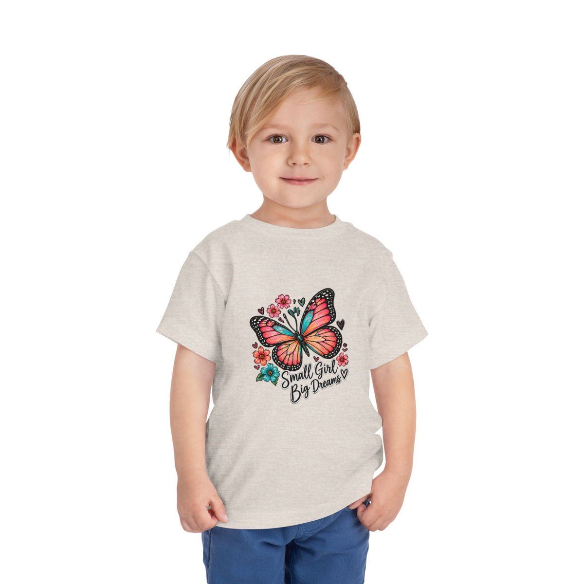 Toddler Tee — "Small Girl Big Dreams" Butterfly Floral Shirt