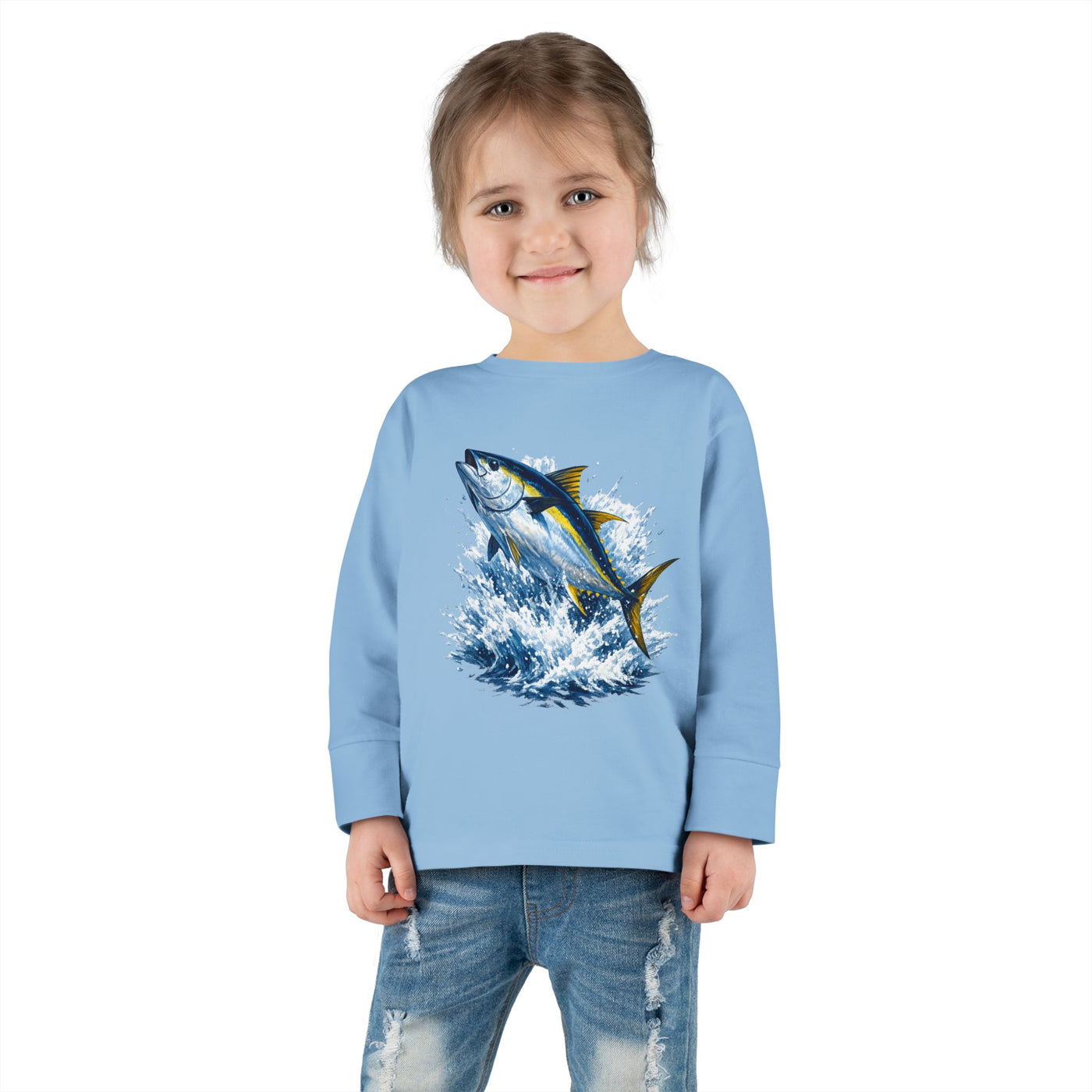 Toddler Long Sleeve Tee - Bluefin Tuna Splash Graphic