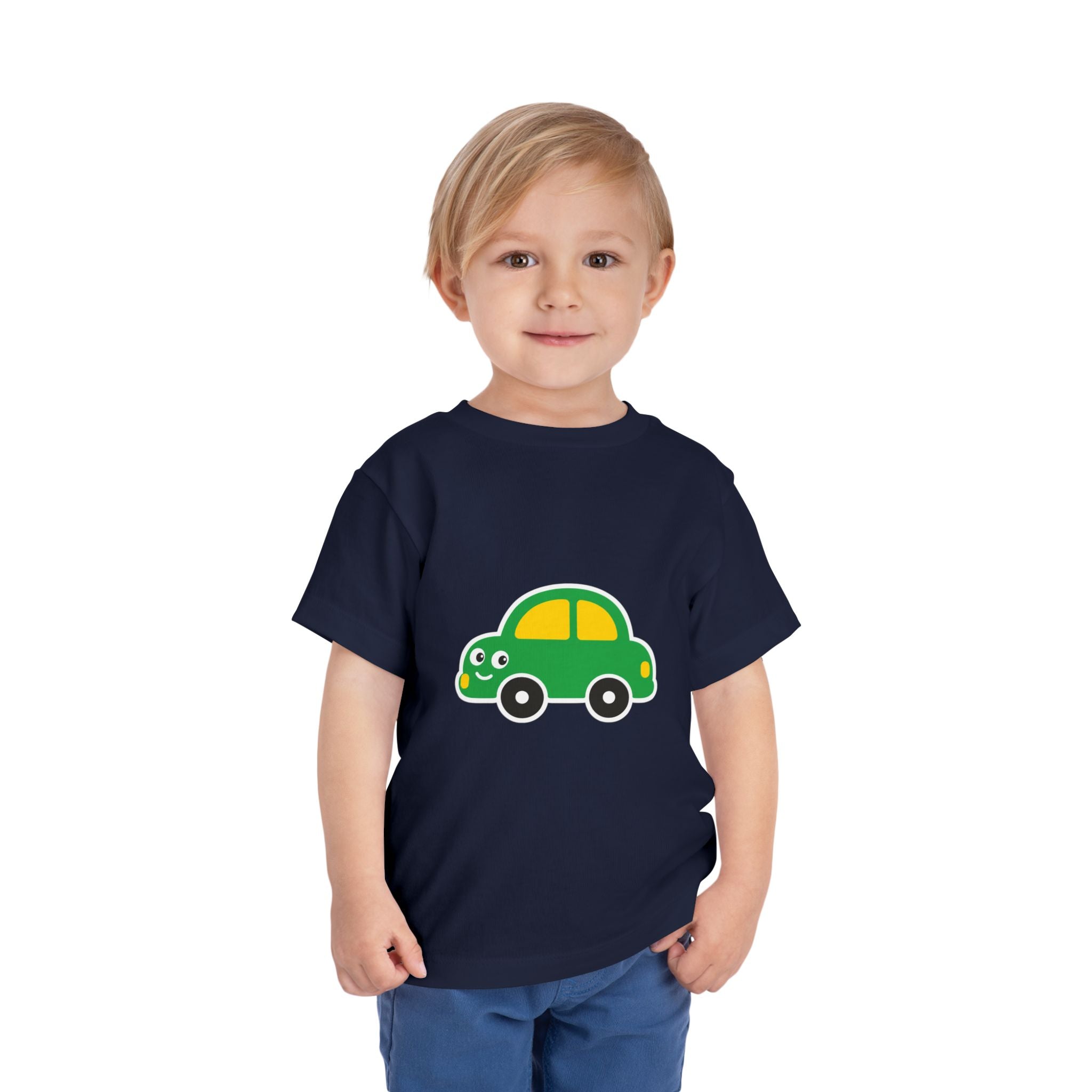 Toddler Tee — Cute Green Cartoon Car Graphic