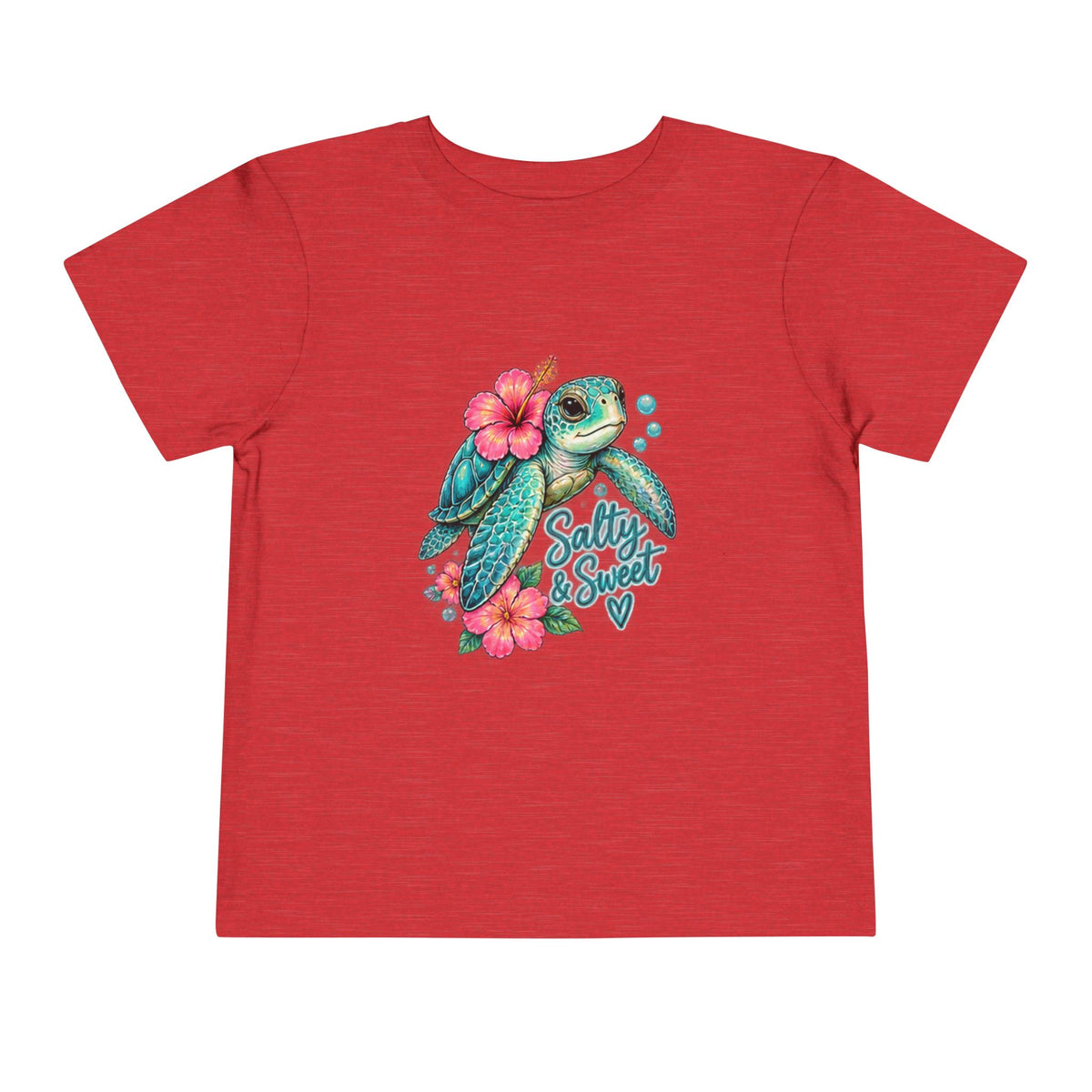 Toddler Tee — 'Salty & Sweet' Sea Turtle Floral Graphic