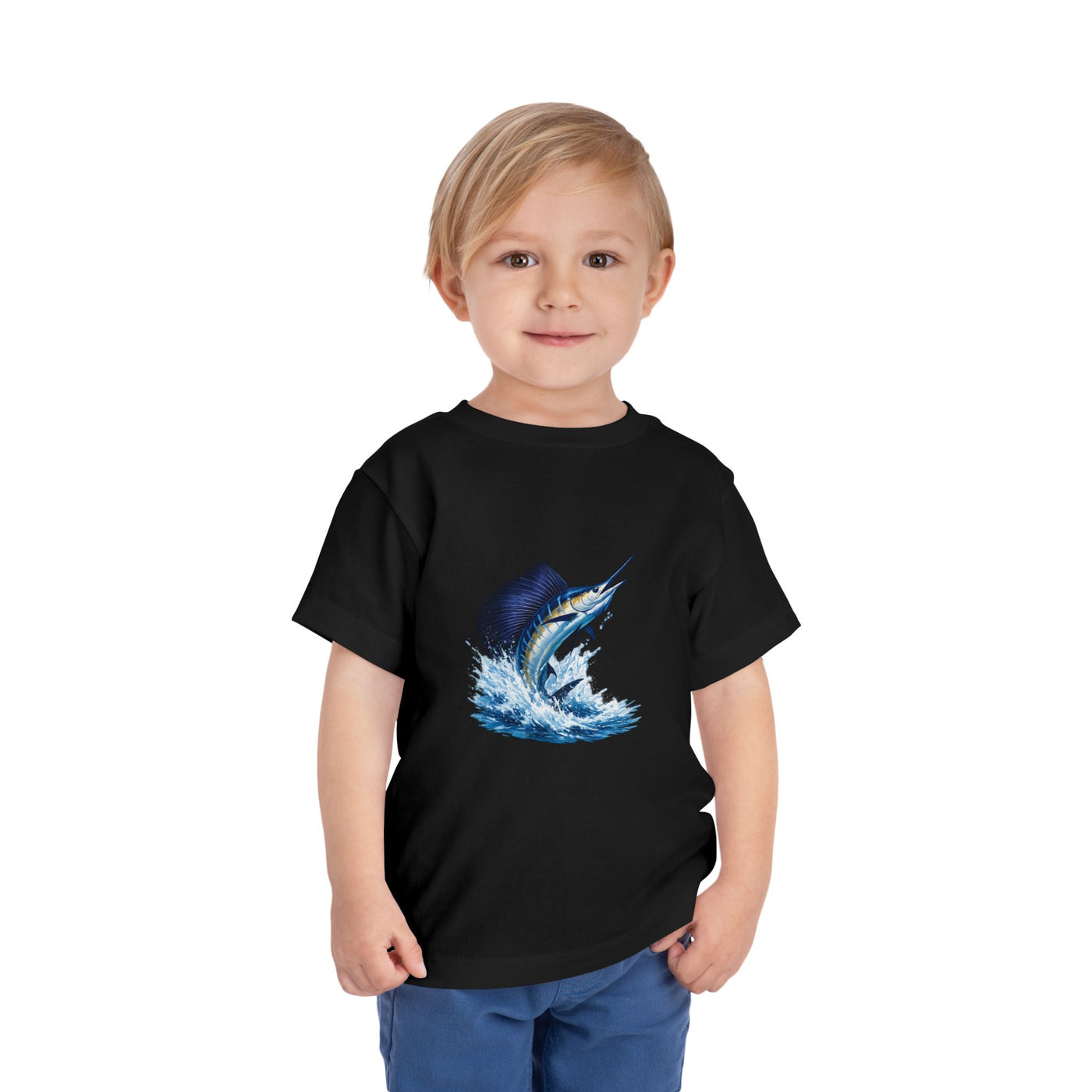 Toddler Tee – Blue Marlin Splash Fishing Shirt