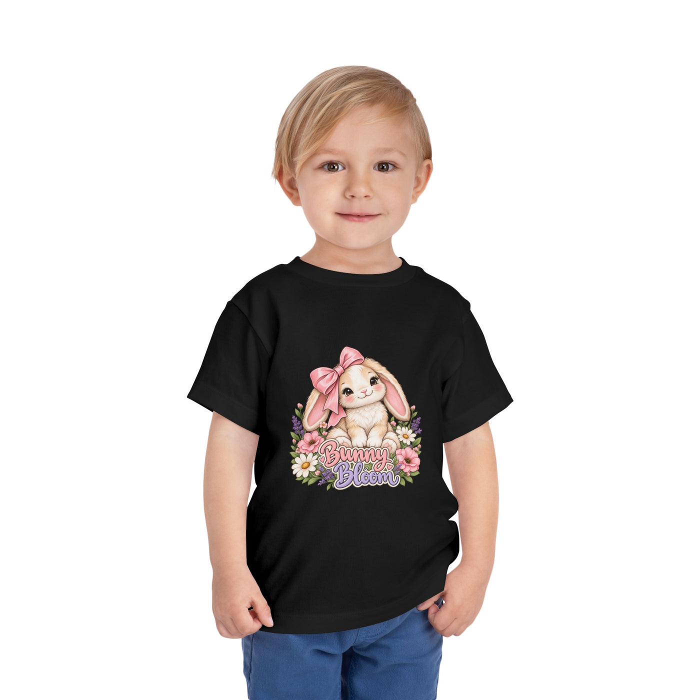 Toddler Tee — "Bunny Bloom" Cute Bunny with Flowers