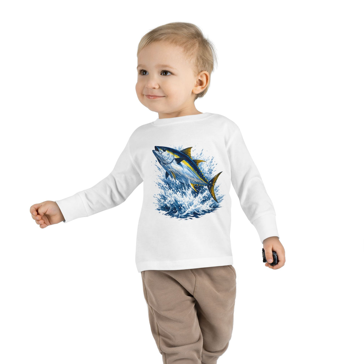 Toddler Long Sleeve Tee - Bluefin Tuna Splash Graphic
