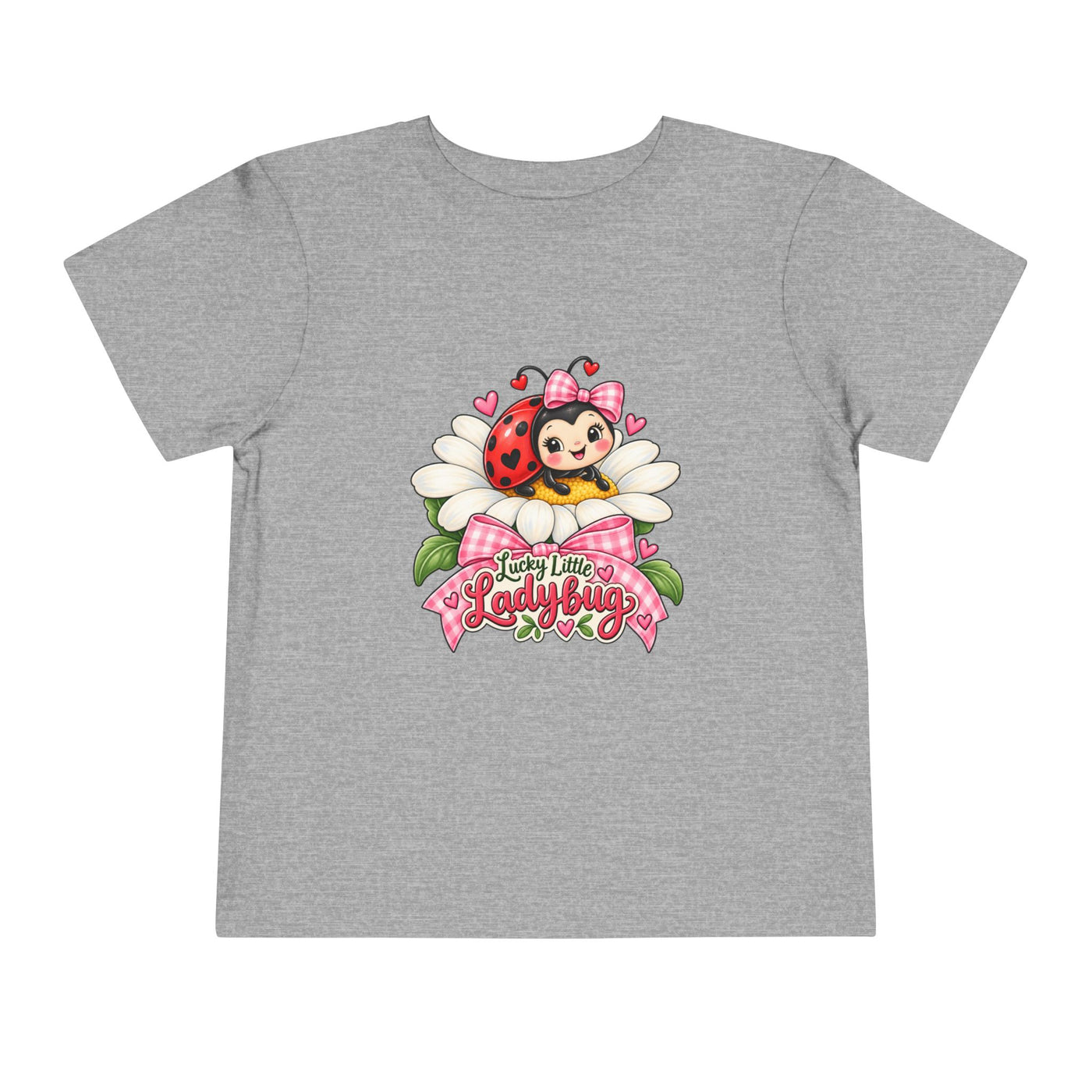 Cute Ladybug Toddler Tee — "Lucky Little Ladybug" Floral Graphic