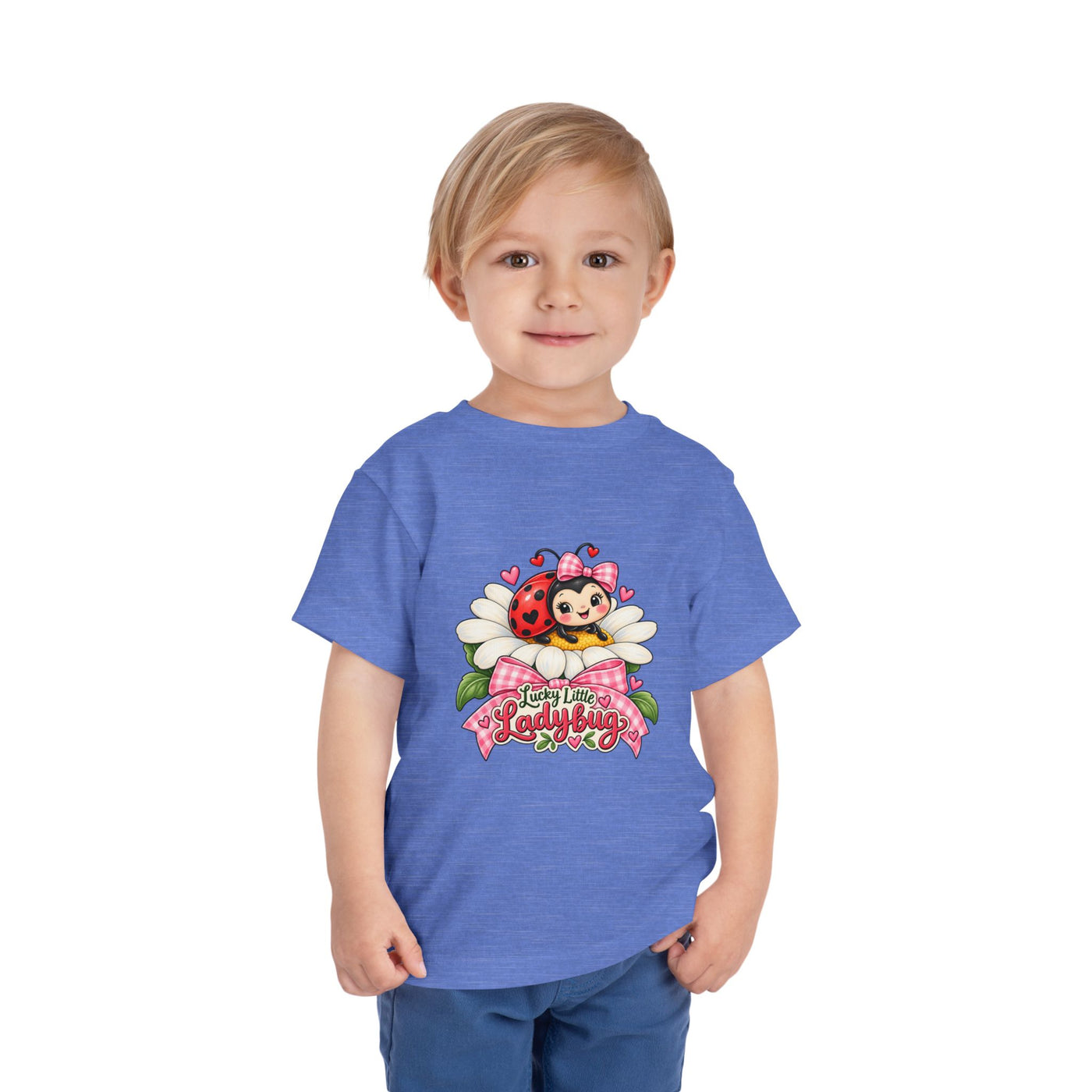 Cute Ladybug Toddler Tee — "Lucky Little Ladybug" Floral Graphic