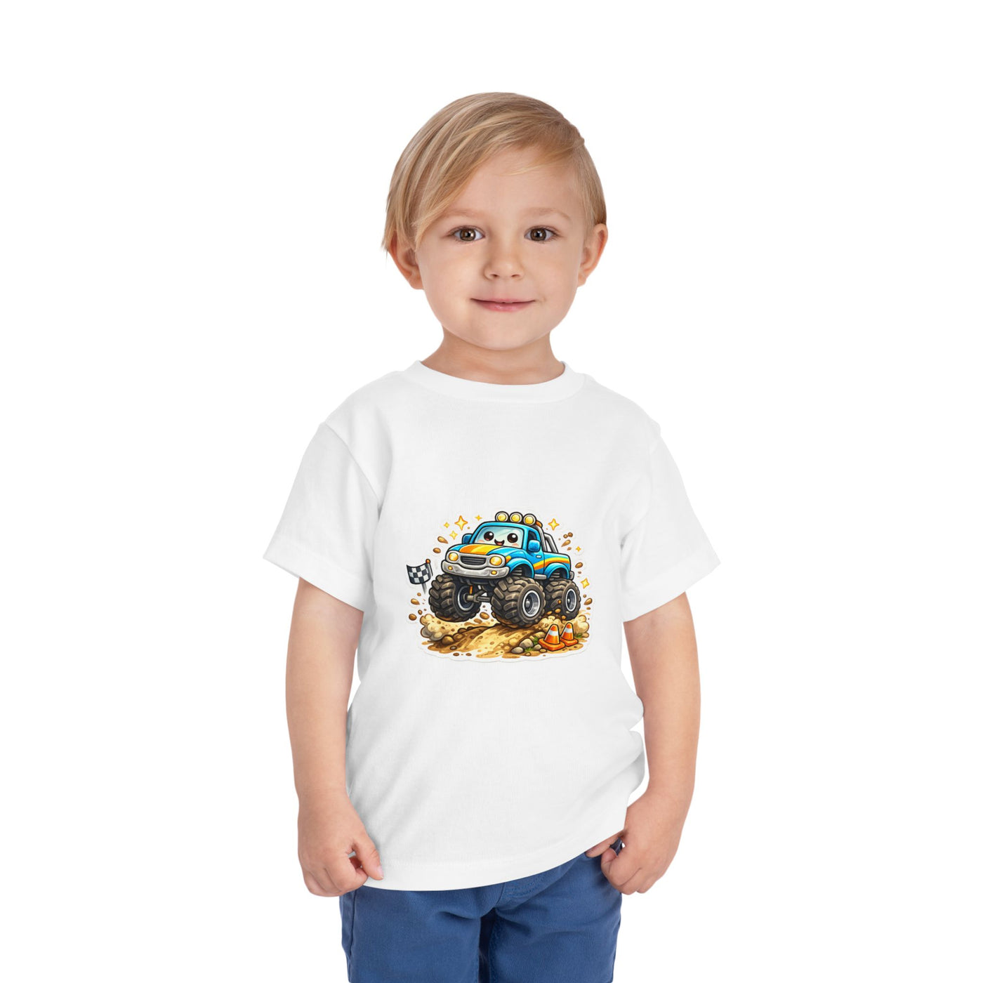 Toddler Monster Truck Tee – Cute Blue Off-Road Car Shirt for Kids