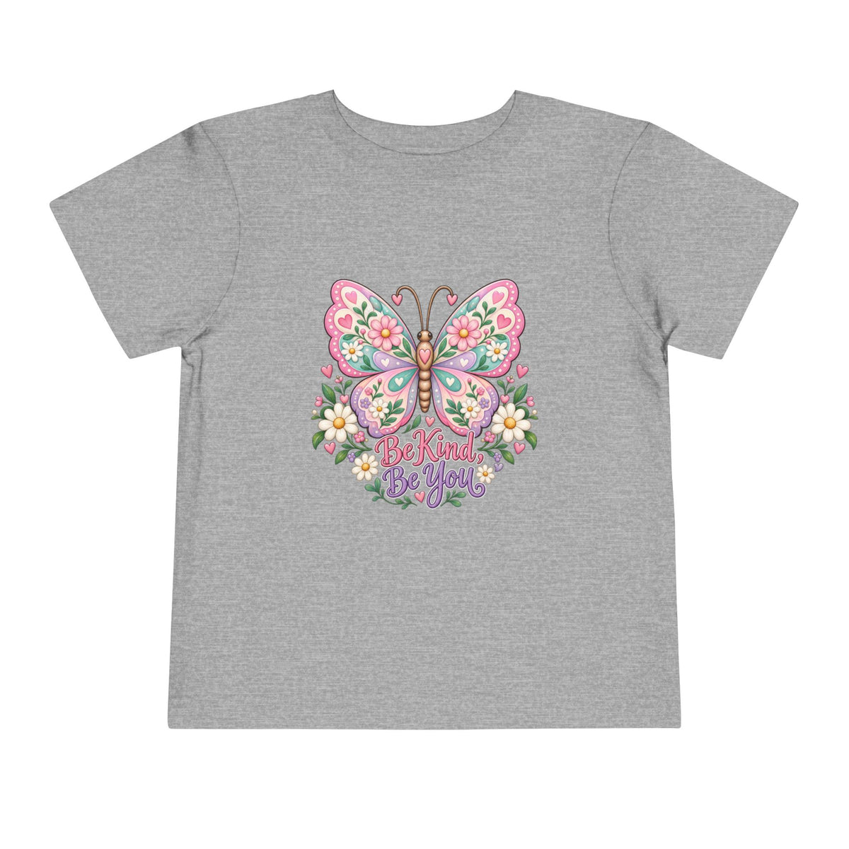 Toddler Tee — Pink Butterfly “Be Kind Be You” Floral Graphic