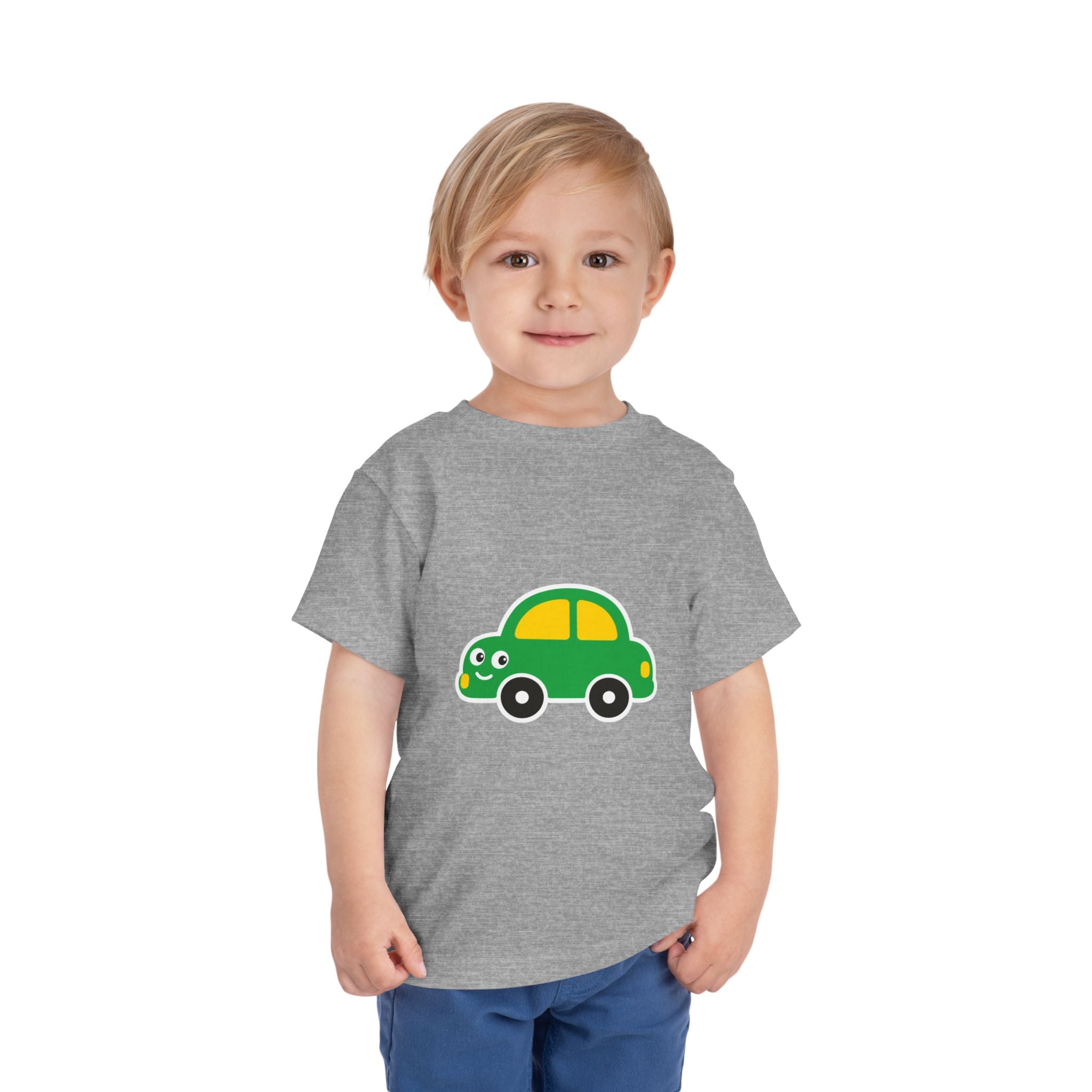 Toddler Tee — Cute Green Cartoon Car Graphic