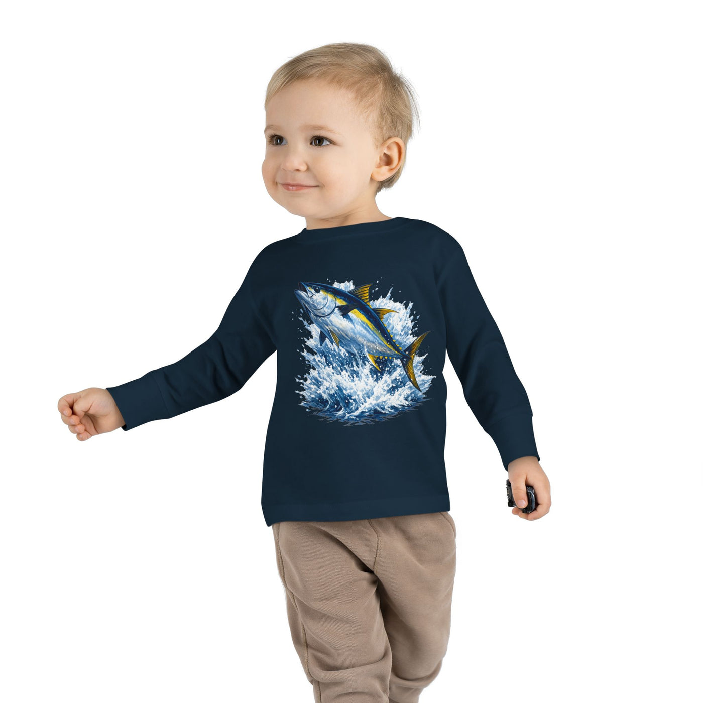 Toddler Long Sleeve Tee - Bluefin Tuna Splash Graphic