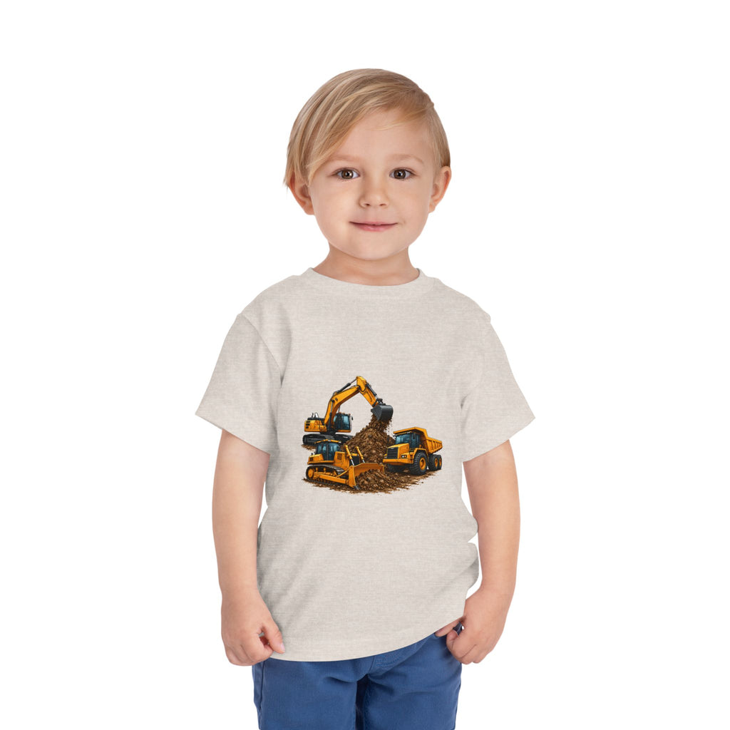 Toddler Tee — Construction Trucks Excavator & Dump Truck Graphic