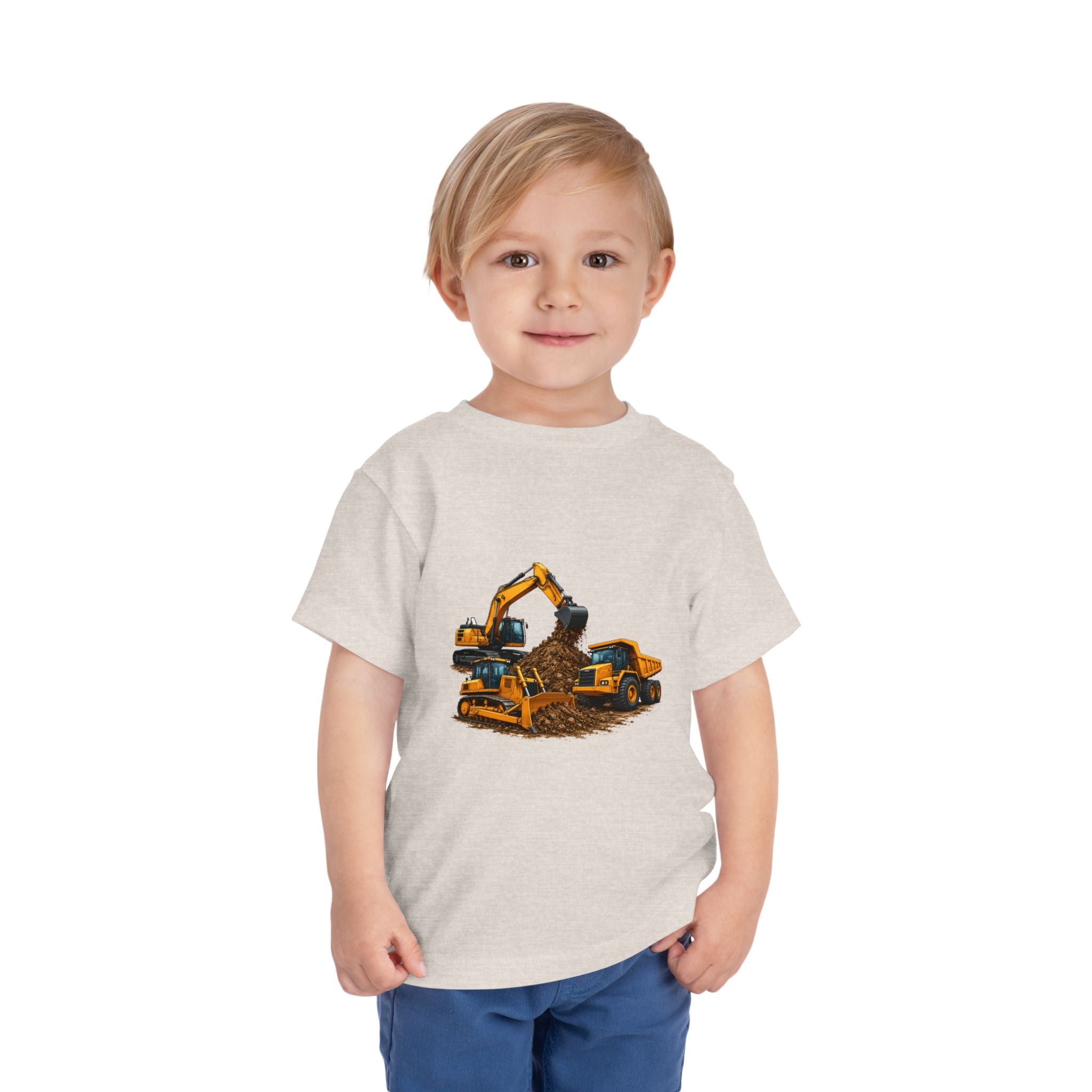 Toddler Tee — Construction Trucks Excavator & Dump Truck Graphic