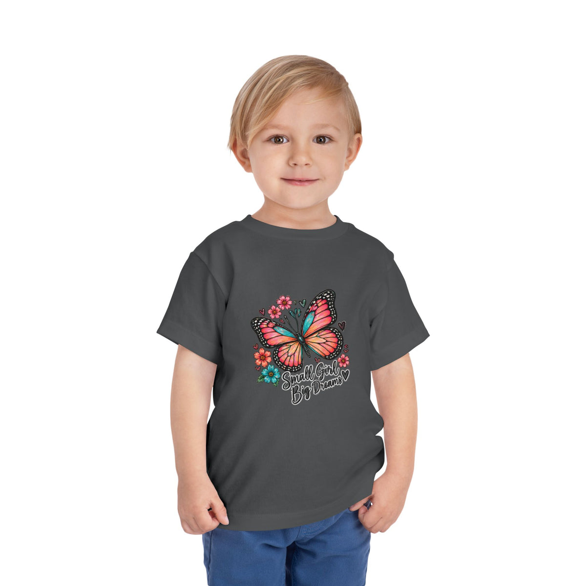 Toddler Tee — "Small Girl Big Dreams" Butterfly Floral Shirt