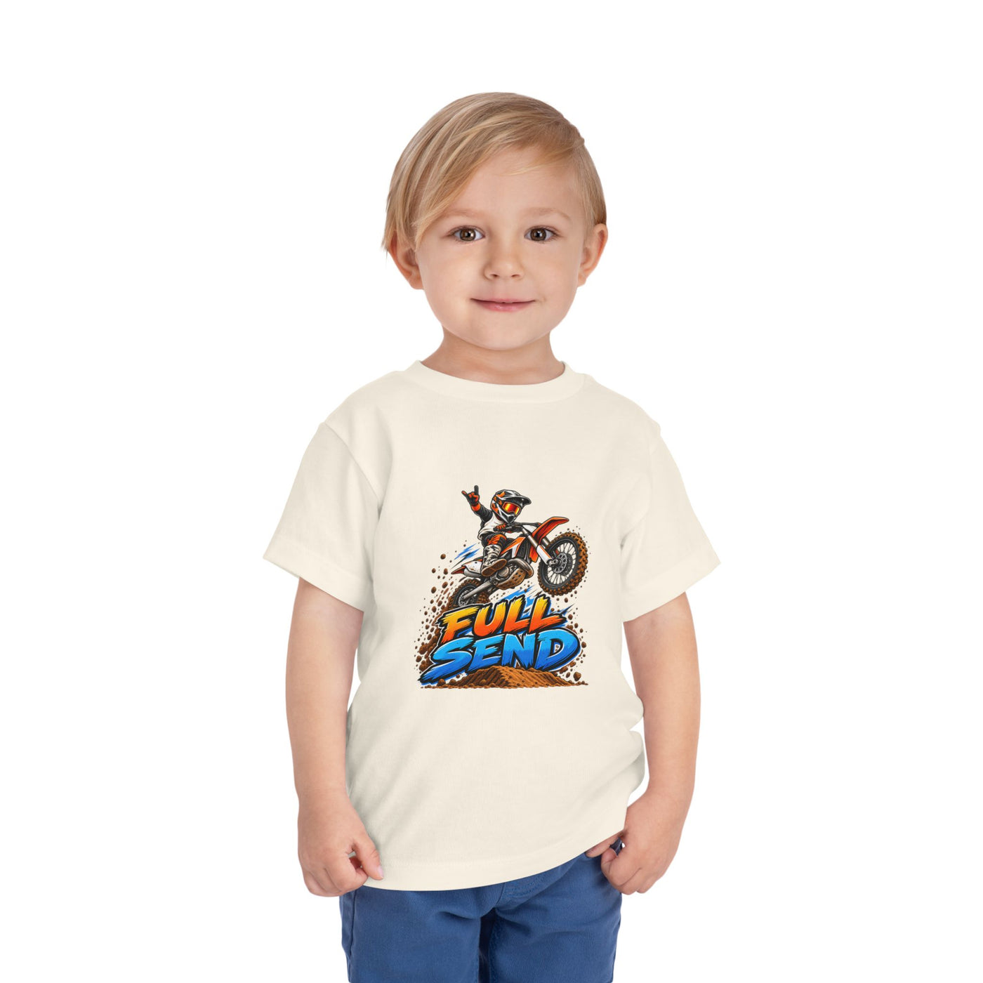 Toddler Tee — "Full Send" Dirt Bike Graphic