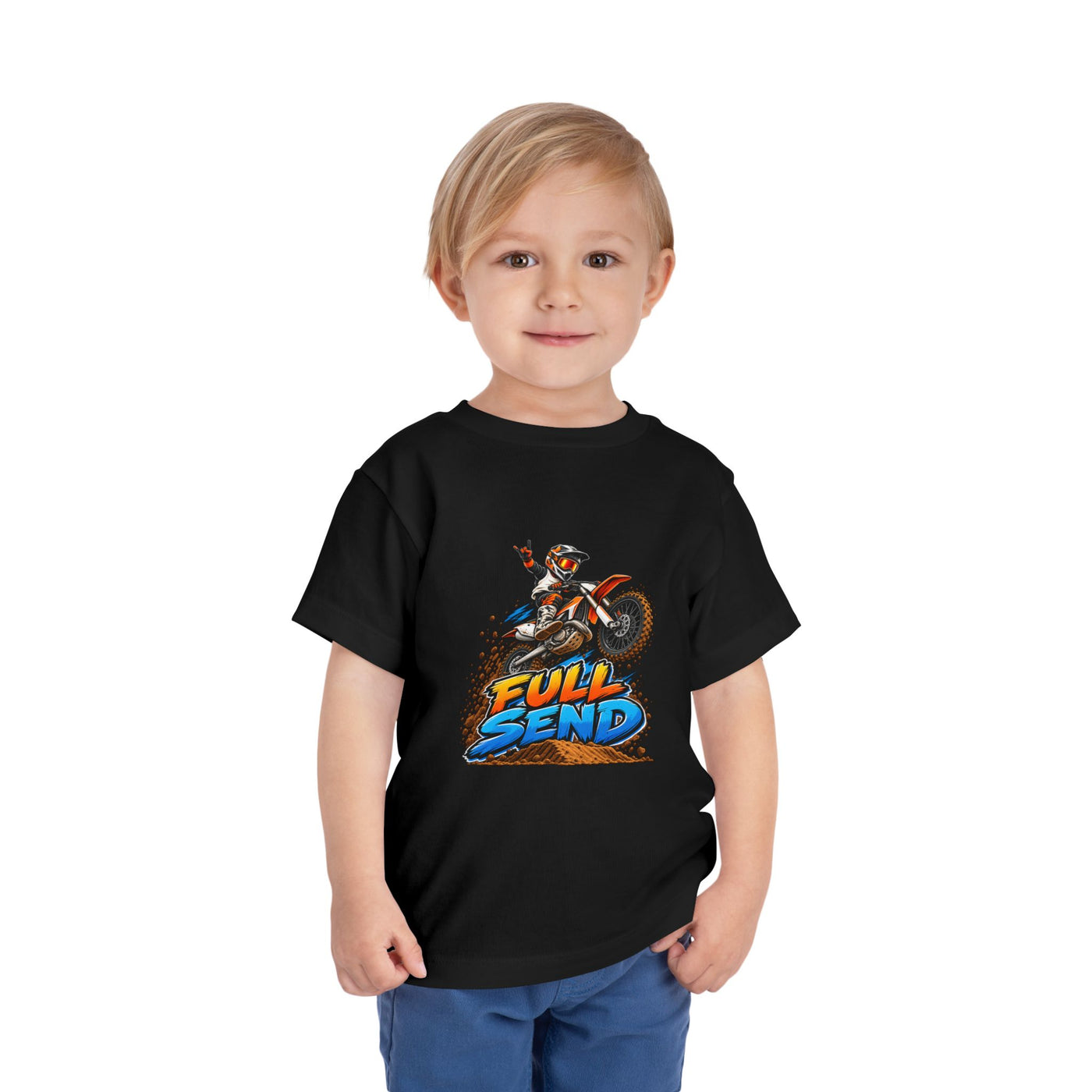 Toddler Tee — "Full Send" Dirt Bike Graphic