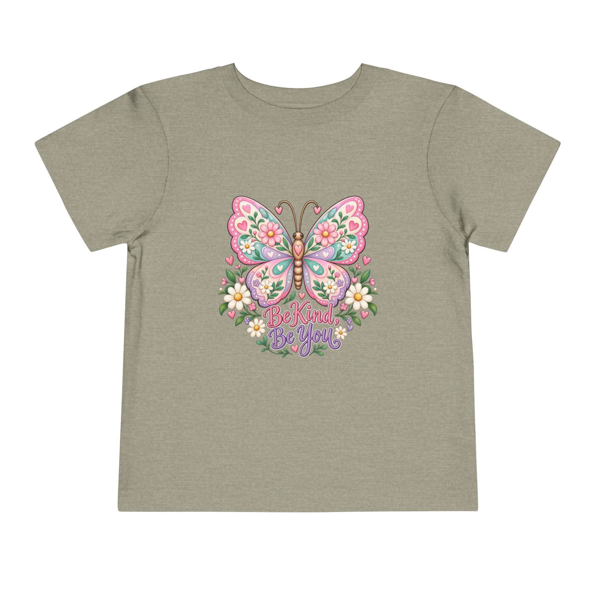 Toddler Tee — Pink Butterfly “Be Kind Be You” Floral Graphic