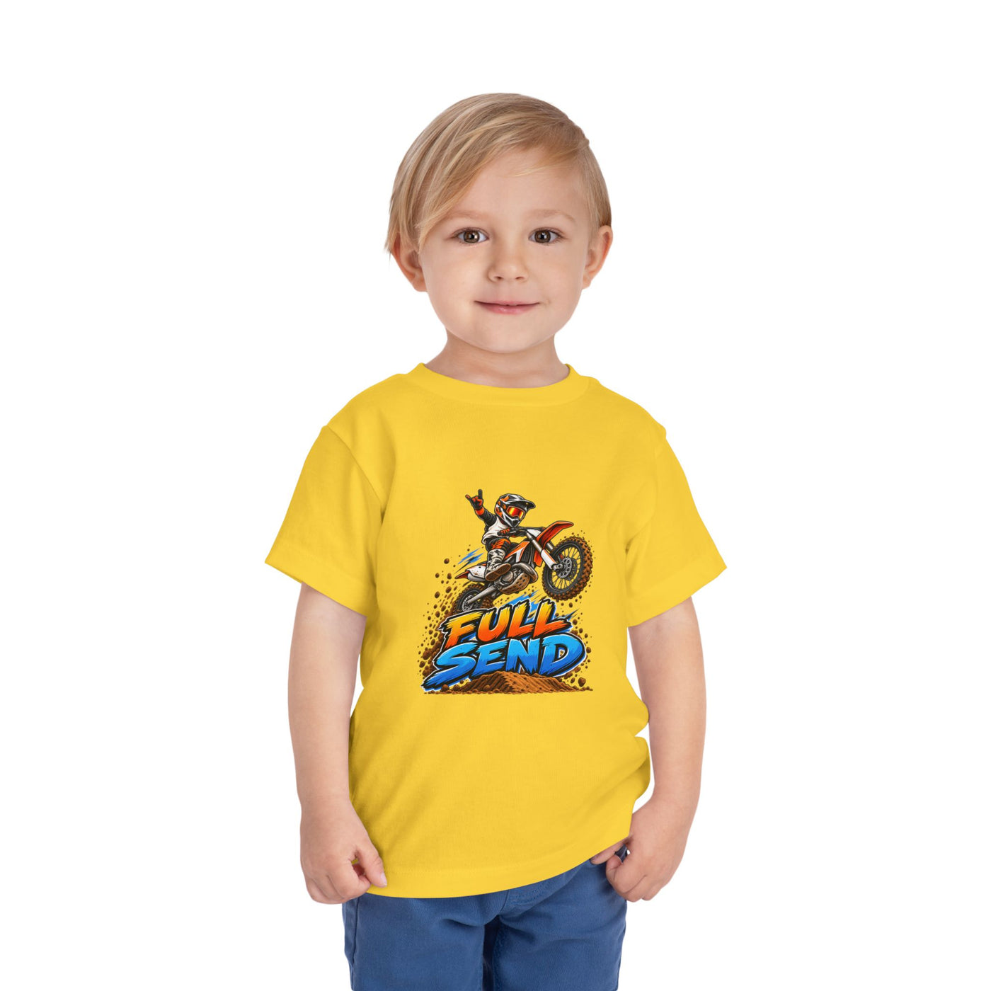 Toddler Tee — "Full Send" Dirt Bike Graphic