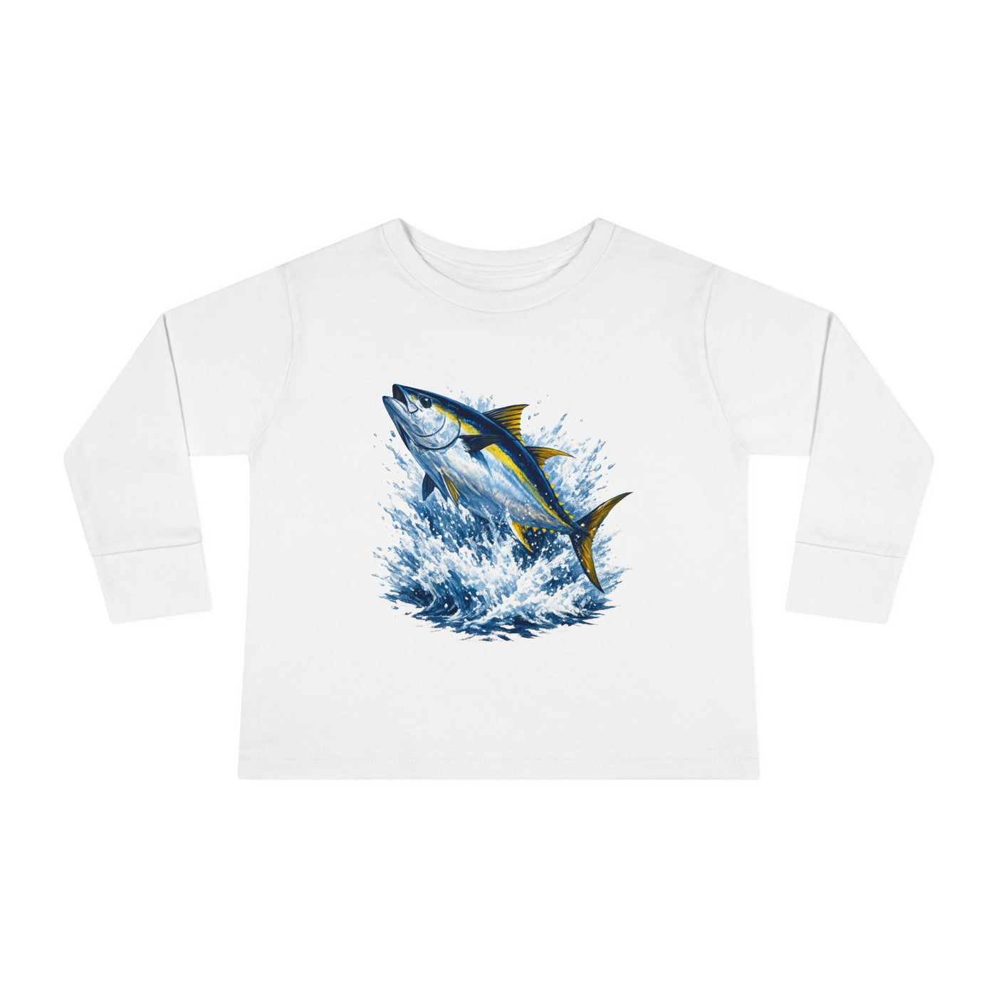 Toddler Long Sleeve Tee - Bluefin Tuna Splash Graphic
