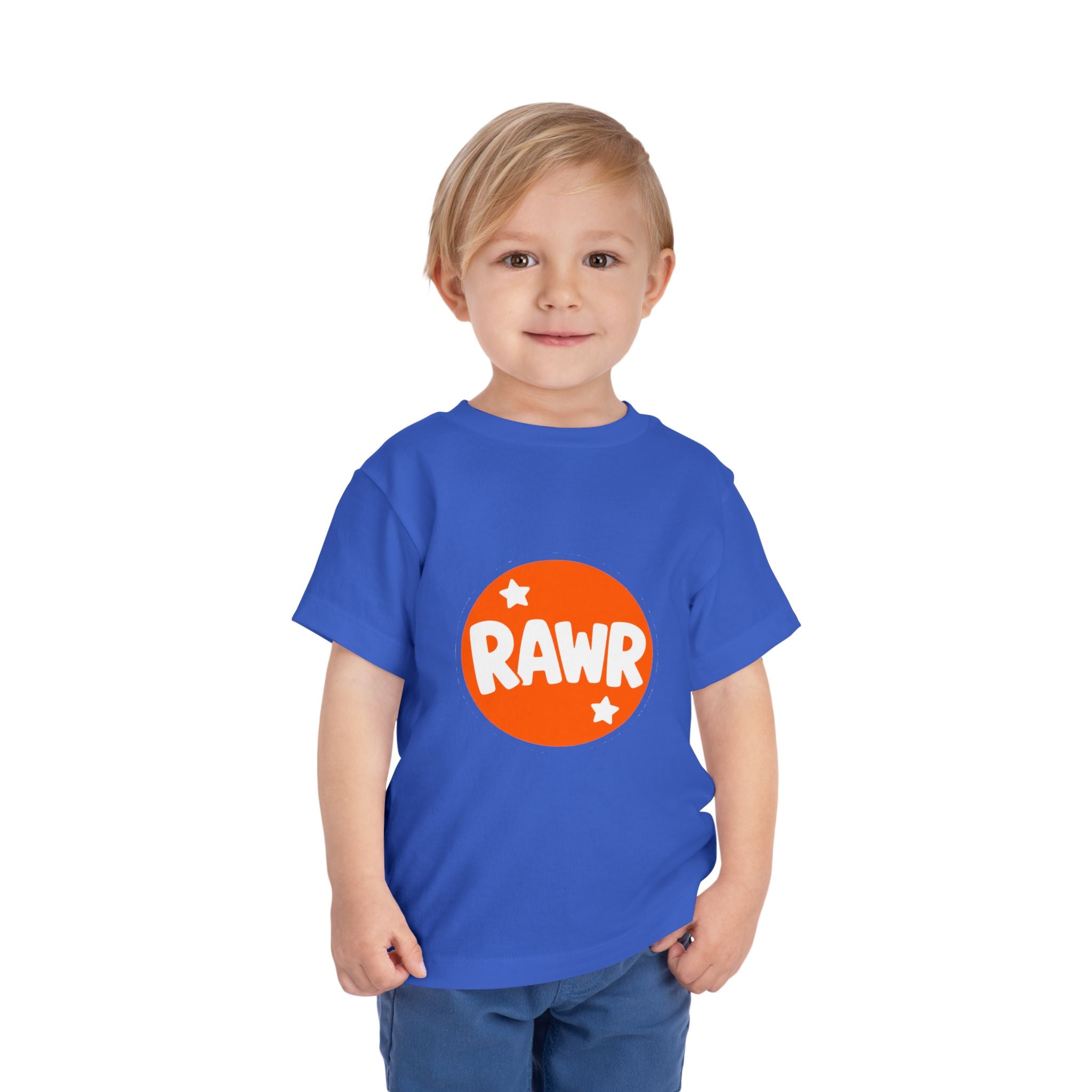 Toddler Tee — "RAWR" Orange Circle Graphic