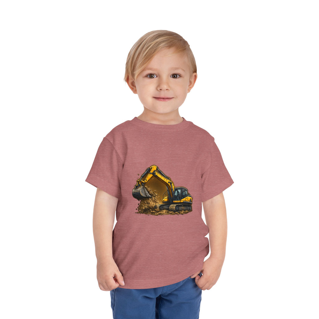 Toddler Excavator Tee — Yellow Digging Construction Truck Shirt