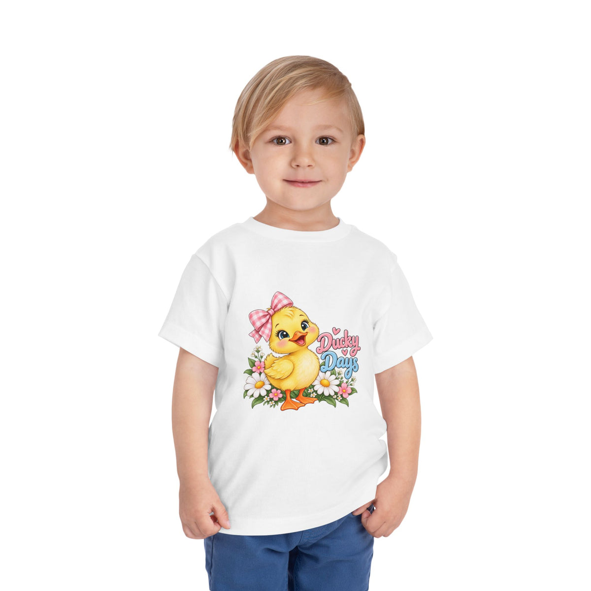 Toddler Tee — "Ducky Days" Cute Duckling Floral Baby Shirt