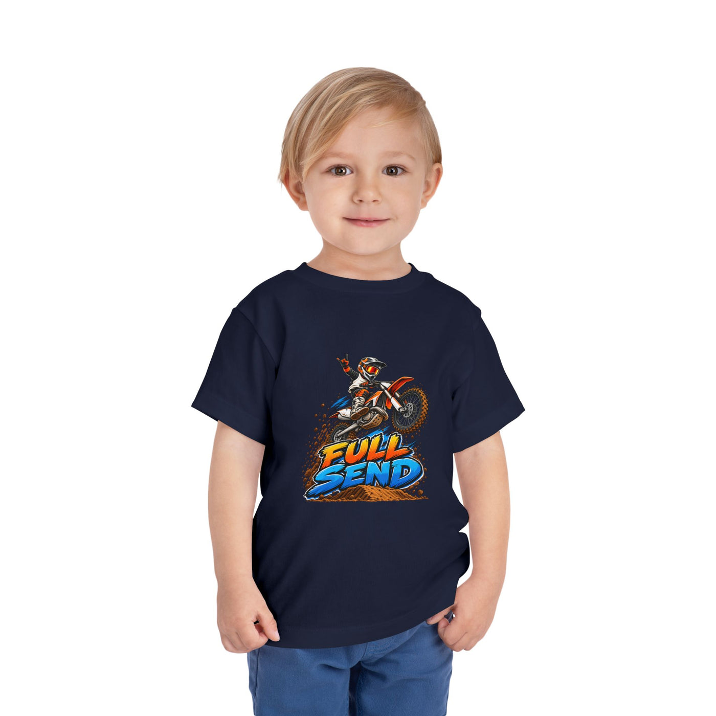 Toddler Tee — "Full Send" Dirt Bike Graphic