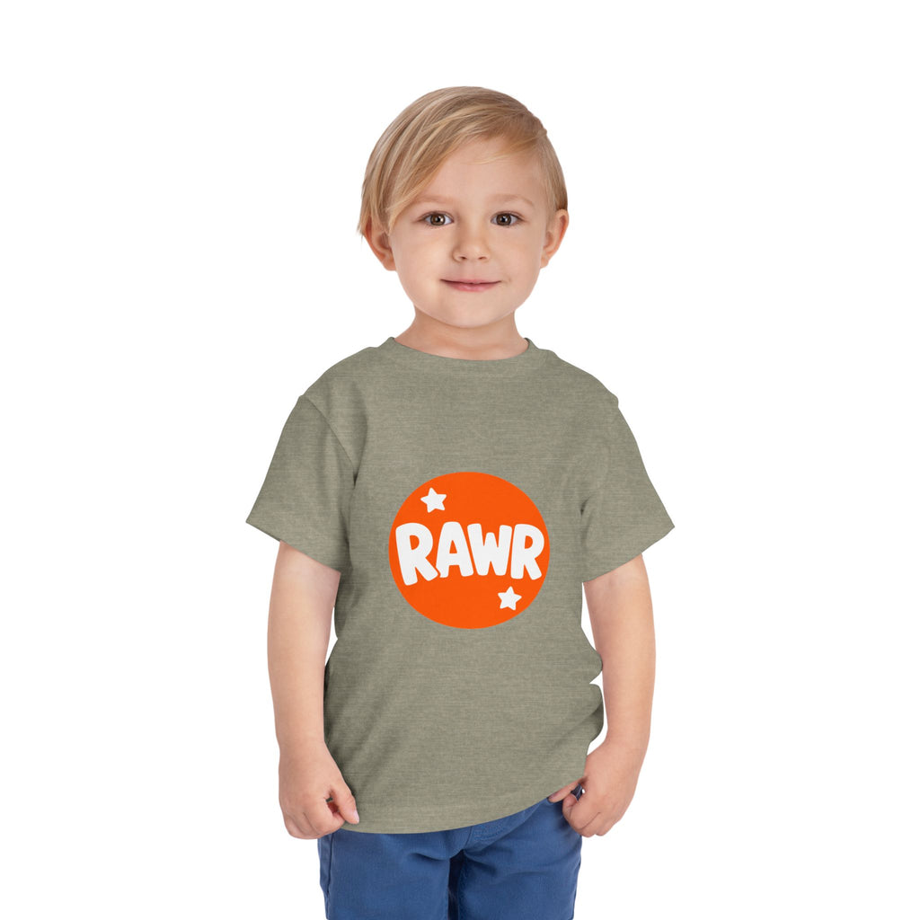 Toddler Tee — "RAWR" Orange Circle Graphic