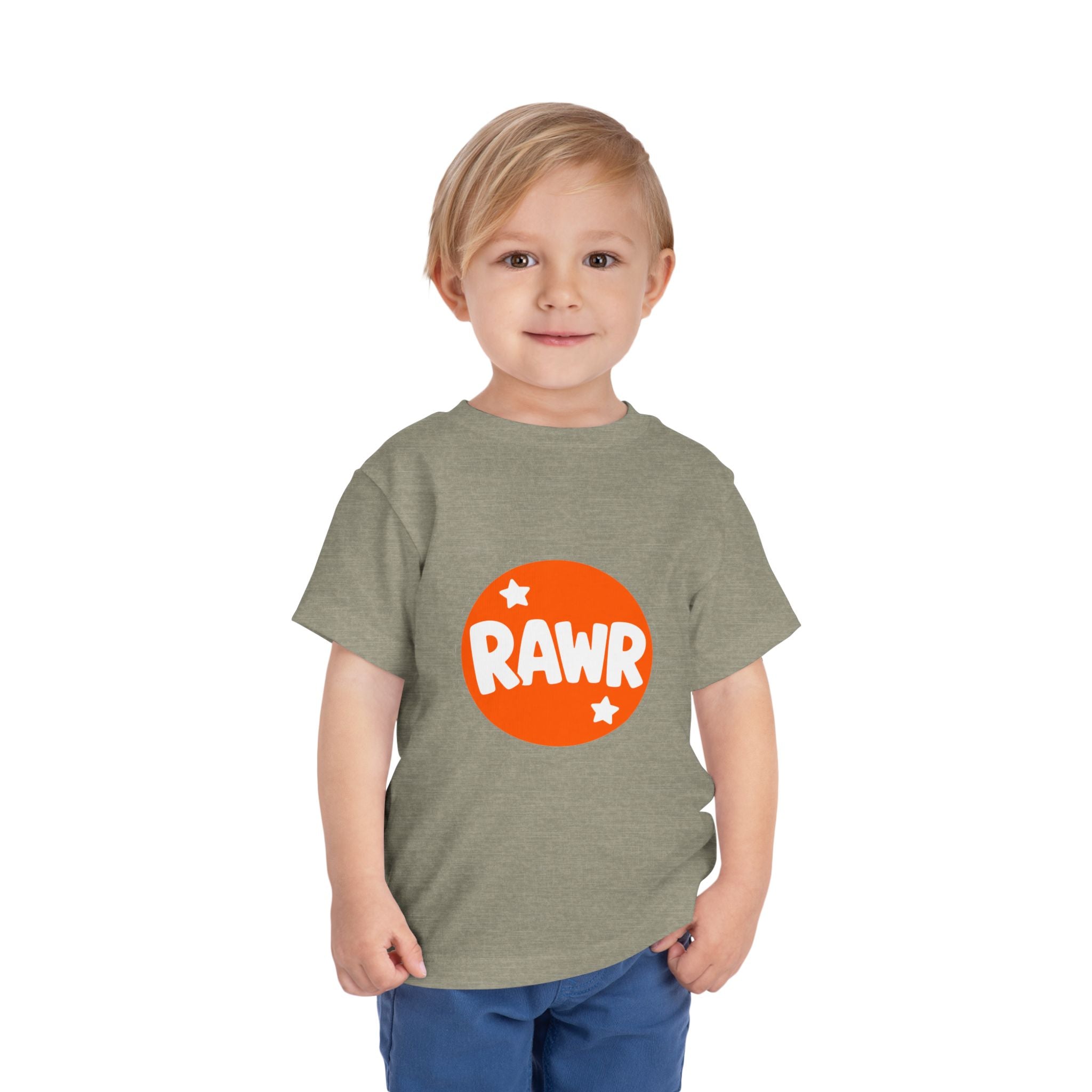 Toddler Tee — "RAWR" Orange Circle Graphic