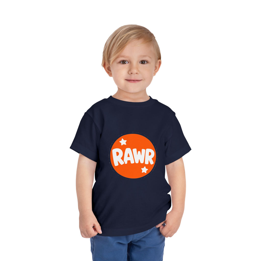Toddler Tee — "RAWR" Orange Circle Graphic