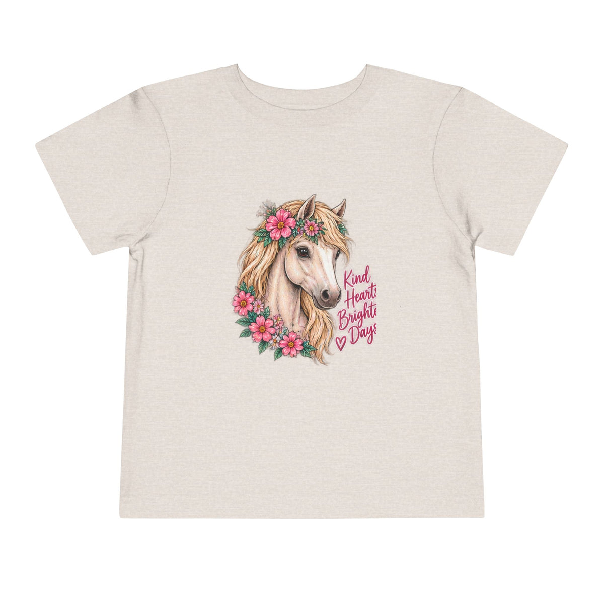 Toddler Tee — Floral Horse "Kind Hearts Bright Days" Cute Pony Shirt