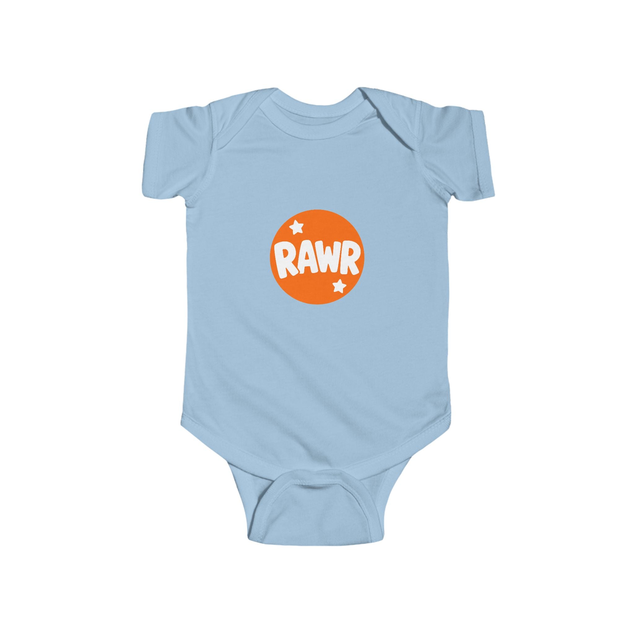 Infant Bodysuit — "RAWR" Orange Circle Baby Onesie, Cute Dinosaur/Nursery Gift