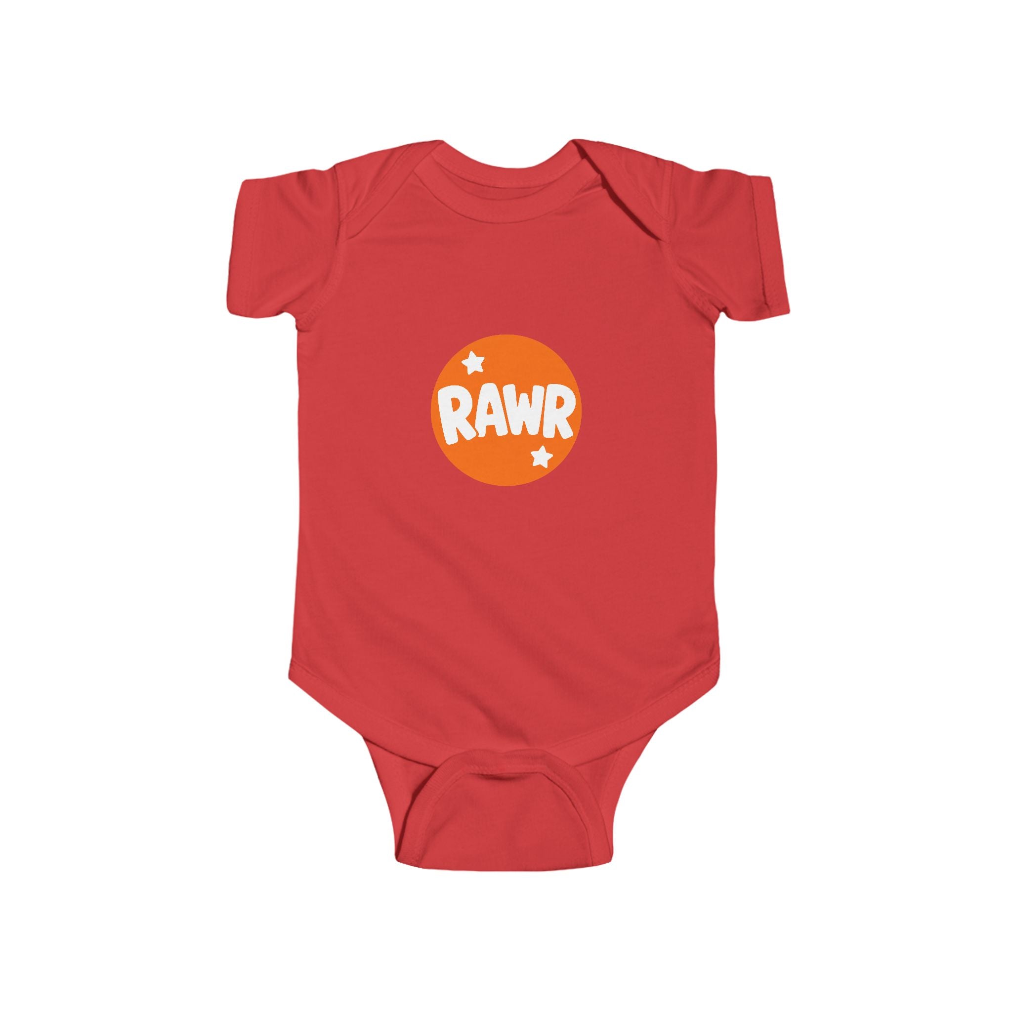 Infant Bodysuit — "RAWR" Orange Circle Baby Onesie, Cute Dinosaur/Nursery Gift