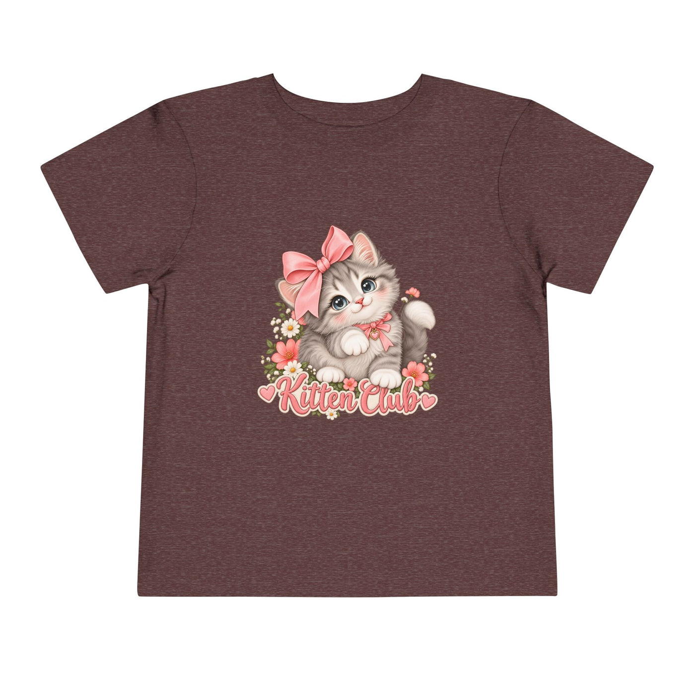 Toddler Tee — "Kitten Club" Cute Floral Bow Cat Shirt