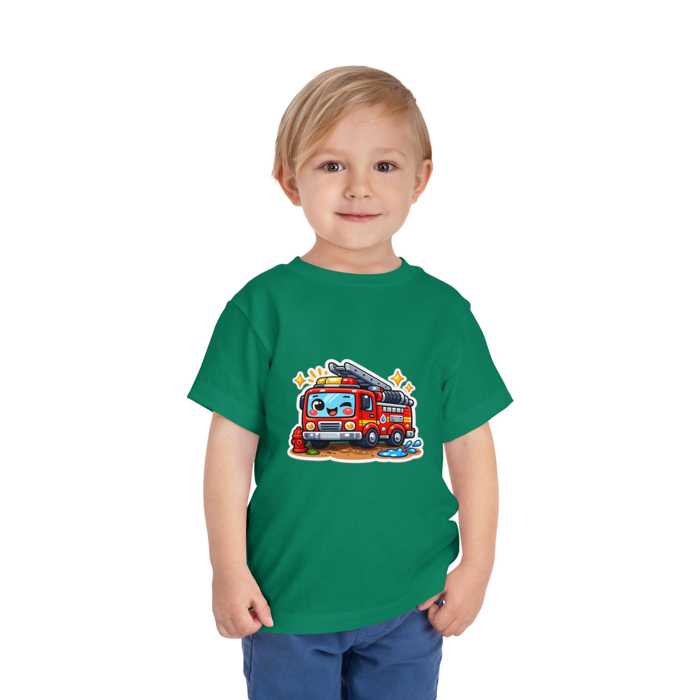 Toddler Tee — Cute Cartoon Fire Truck Graphic Shirt for Kids