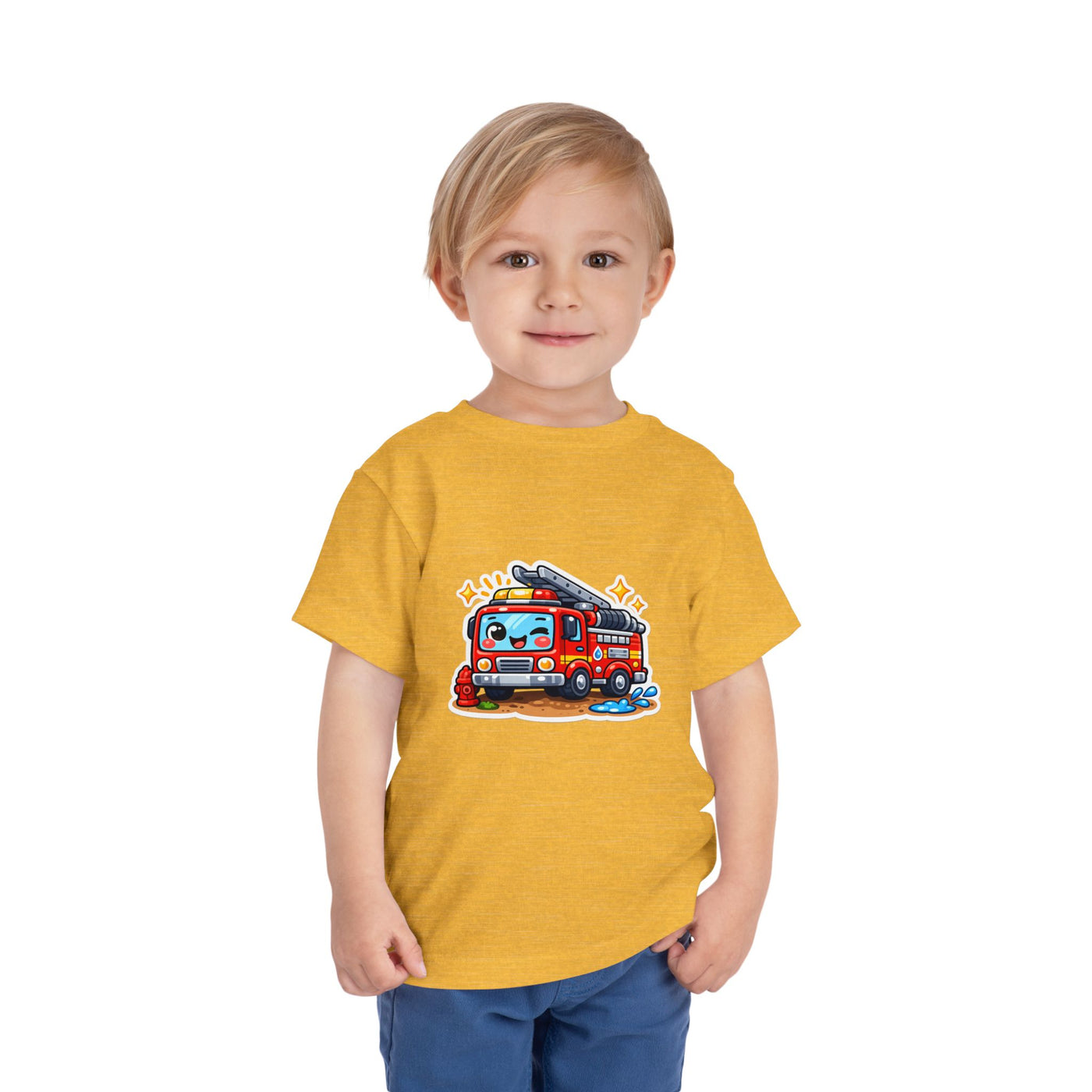Toddler Tee — Cute Cartoon Fire Truck Graphic Shirt for Kids